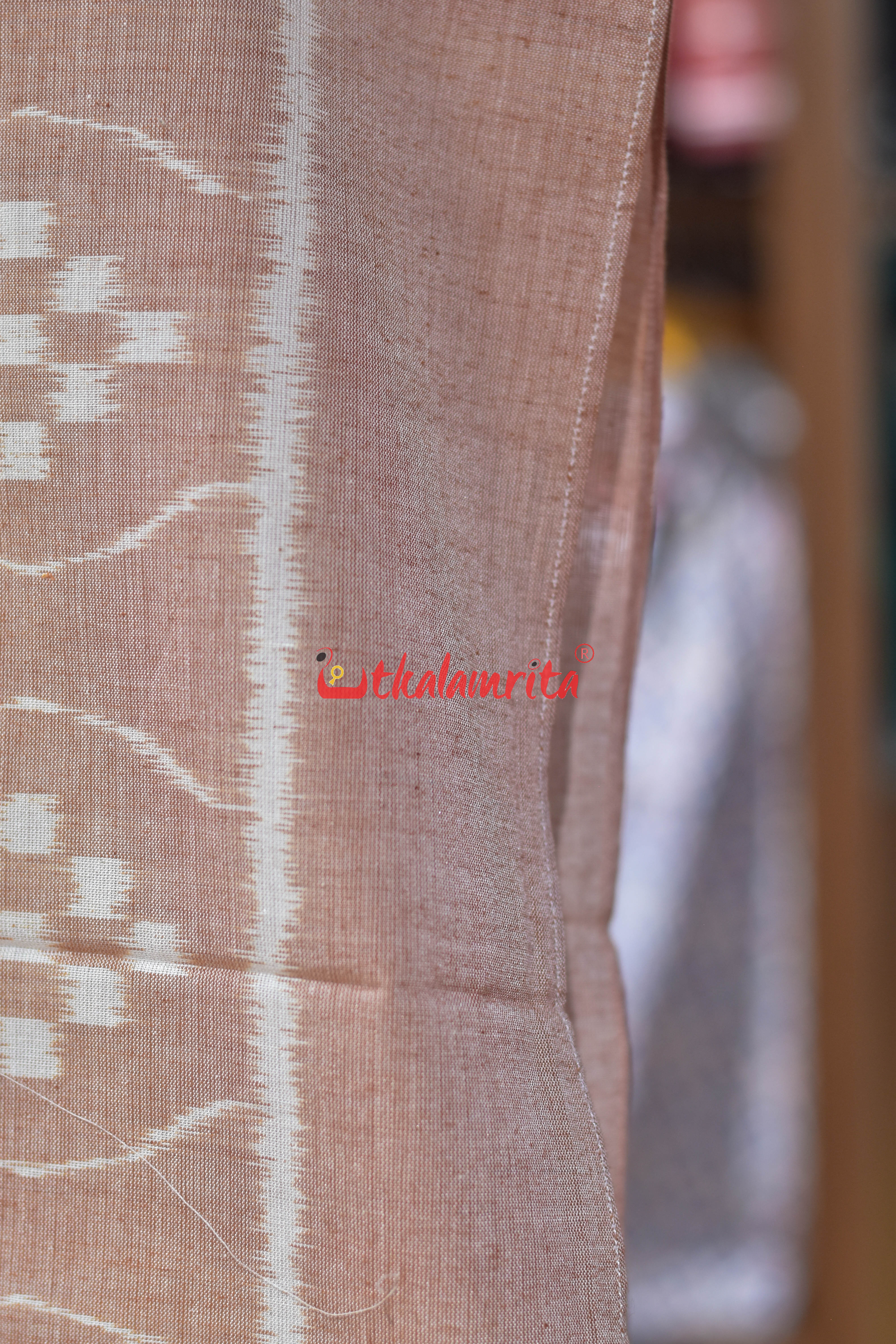 Peach Pasapali Waves Ikat Cotton (Stole)