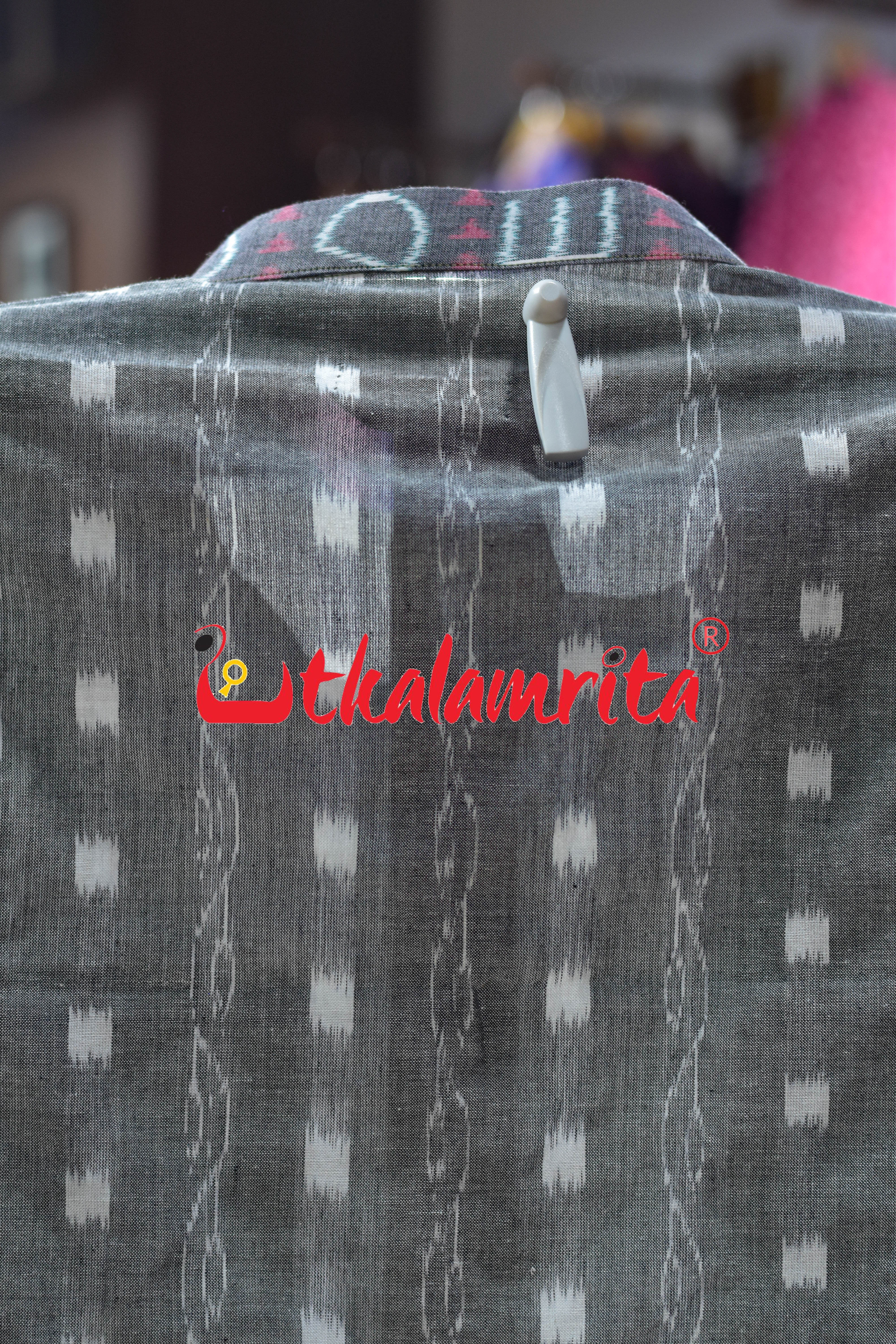 Grey Tipa Mala English Letters (Men's Short Kurta)