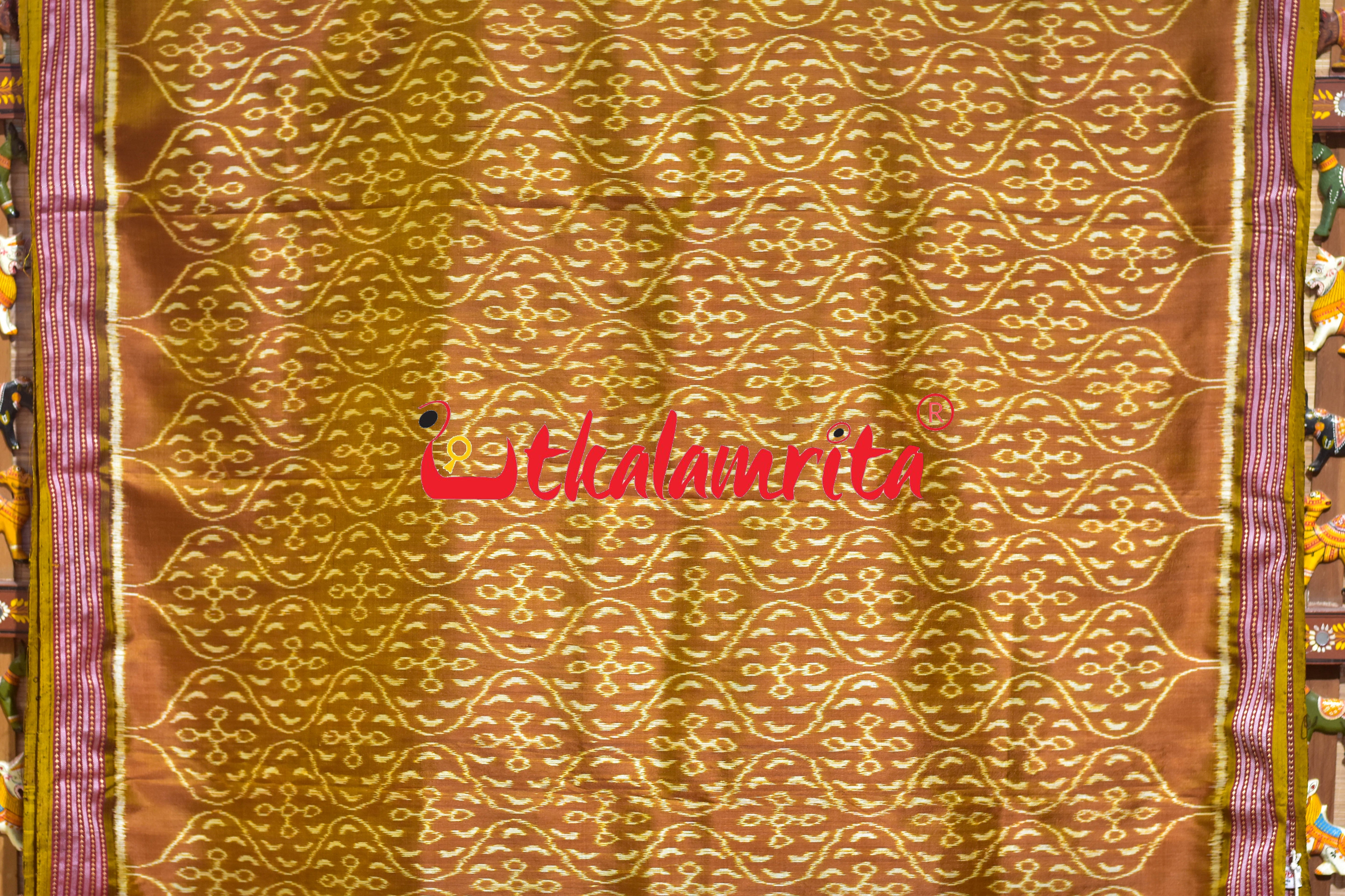 Chungudia Daali Golden Maroon Khandua Silk Saree