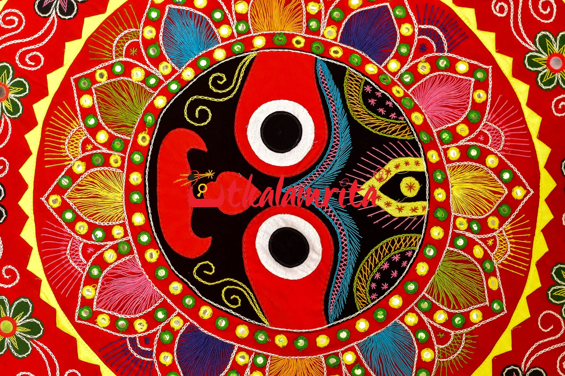 Red Jagannath Applique (Green Belapatra)