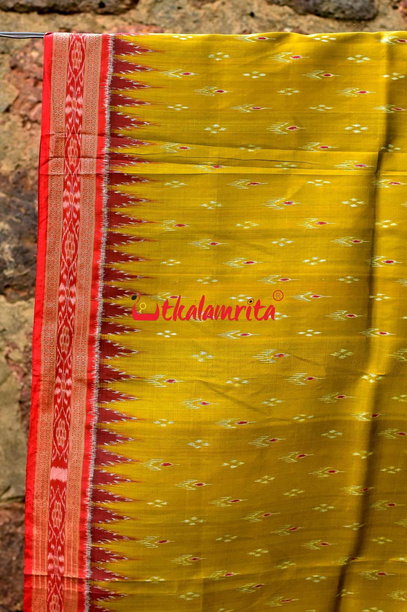 Mehndi Maroon Mayura Chandrika Khandua Silk Saree