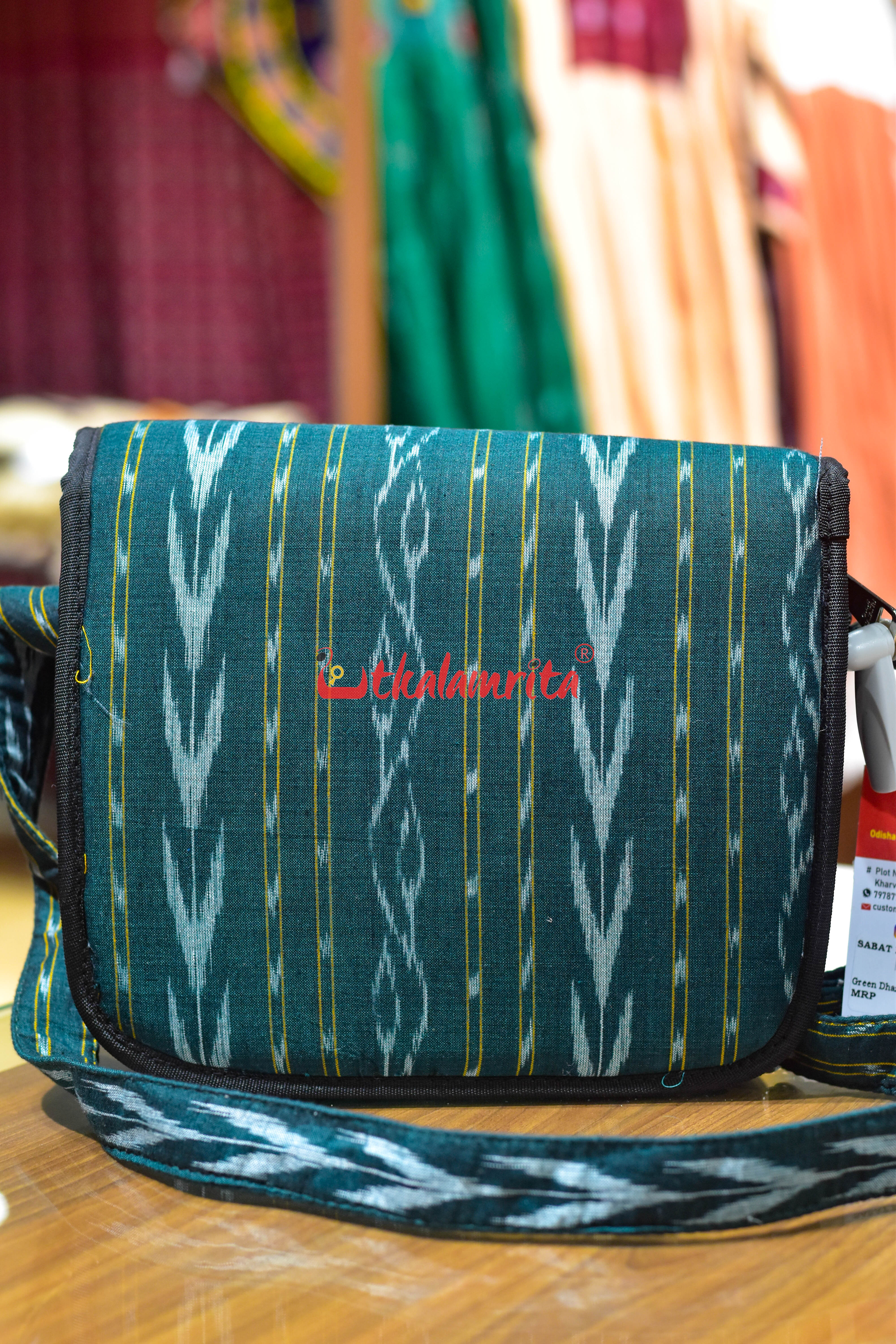Green Dhanpatri Button Sling Bag