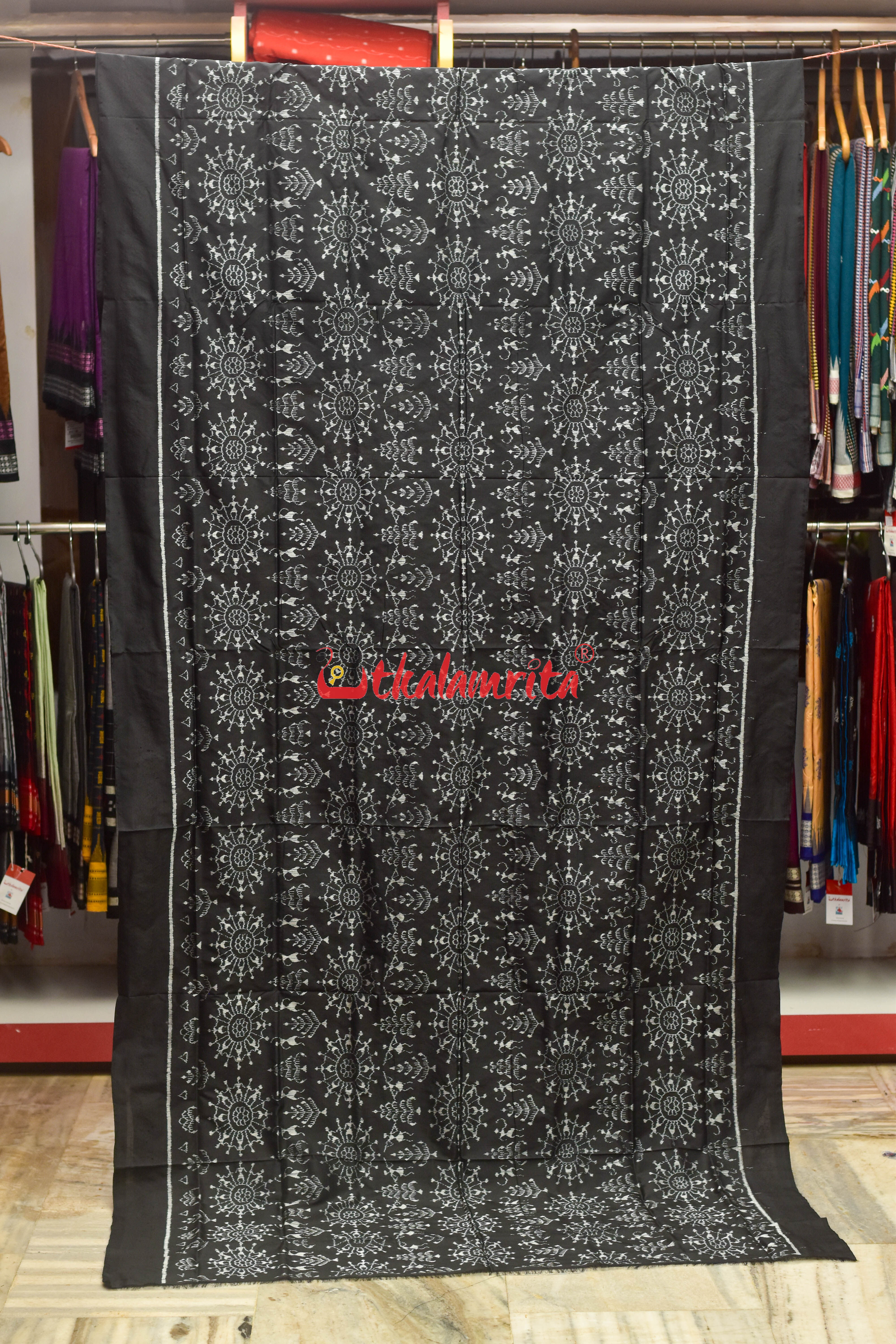 Black Circle Tribal Sambalpuri Silk Saree