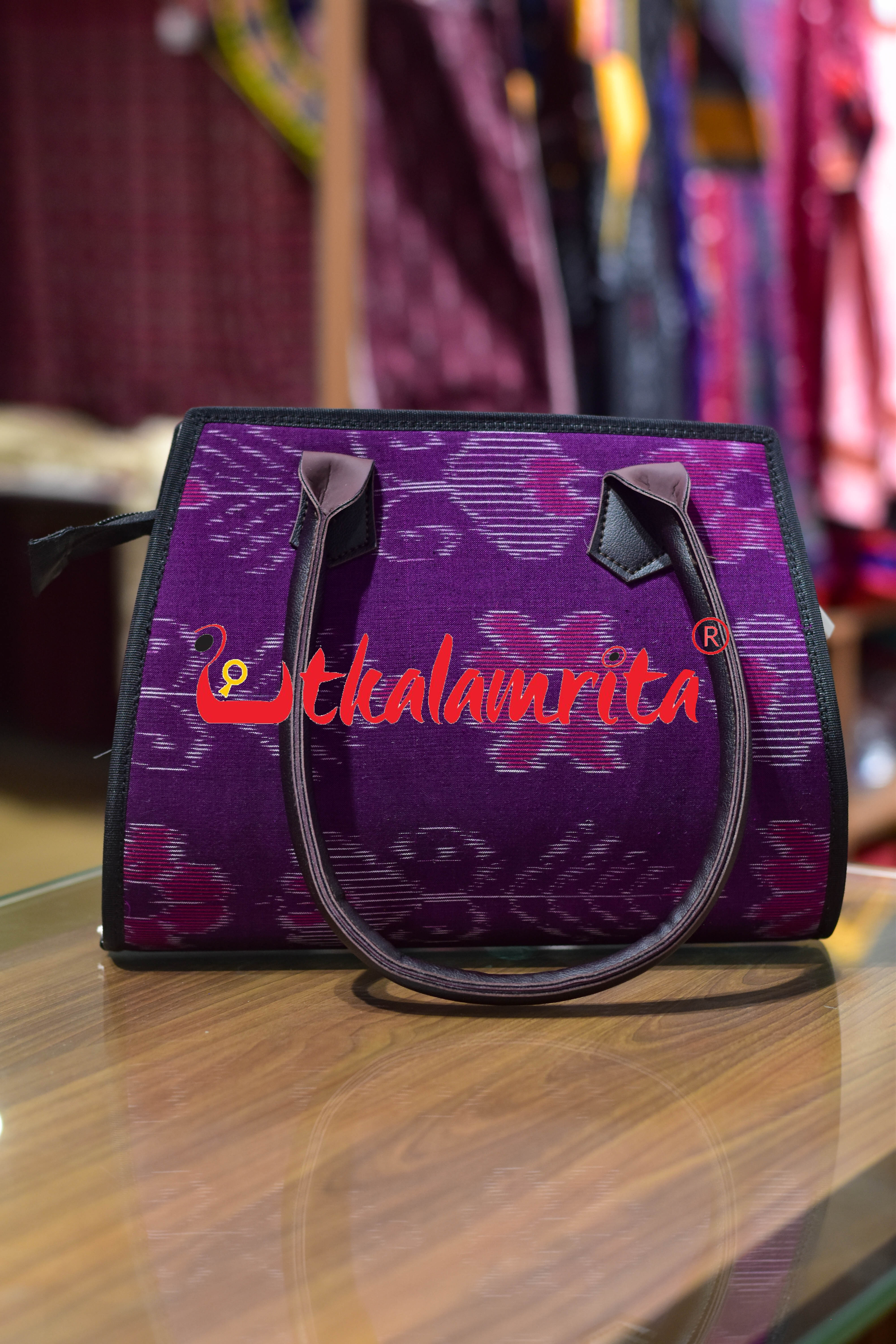 Purple New Flower Bandha Bandha Trapezium Bag