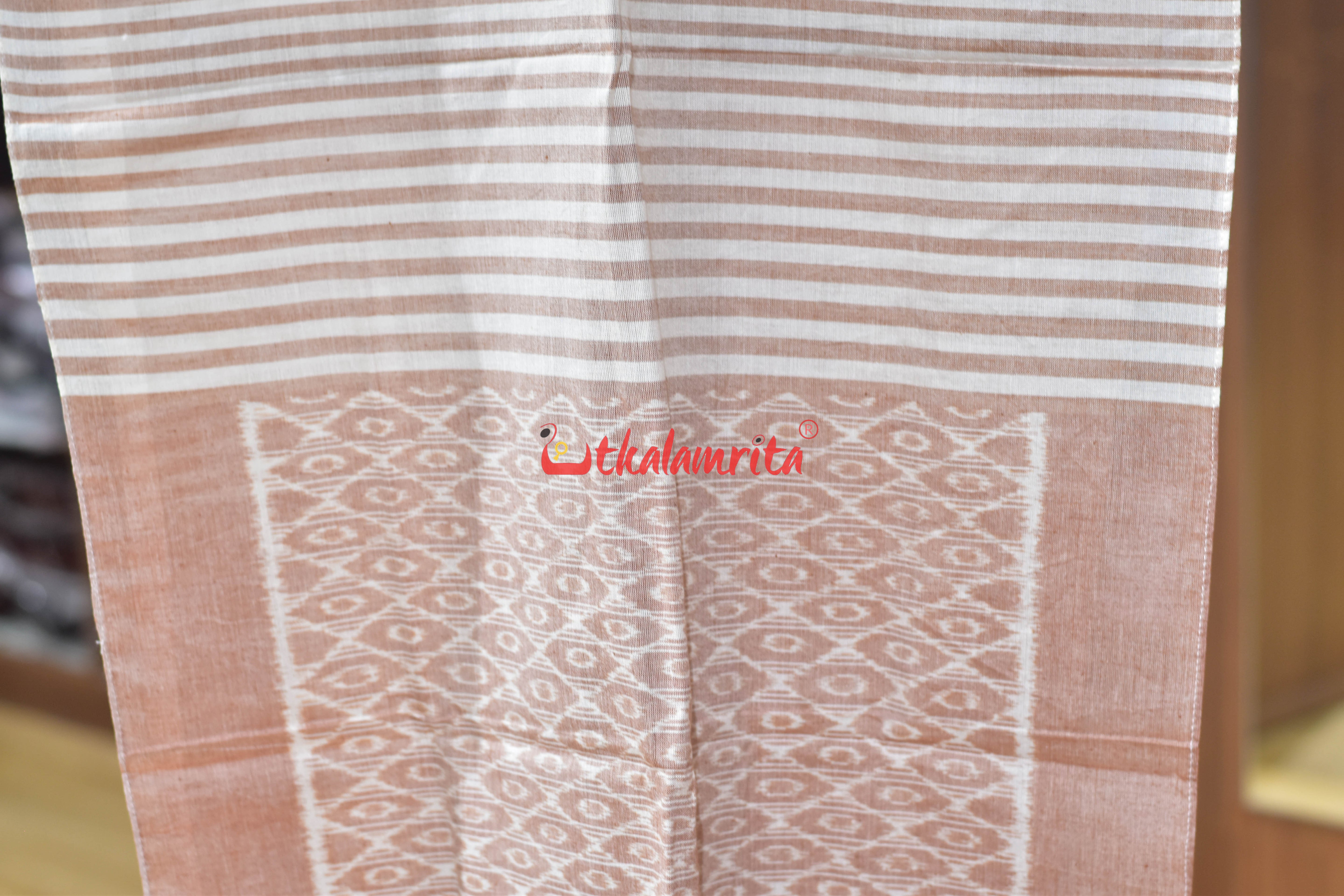 Peach Stripes Gol Thikiri Ikat Cotton (Stole)