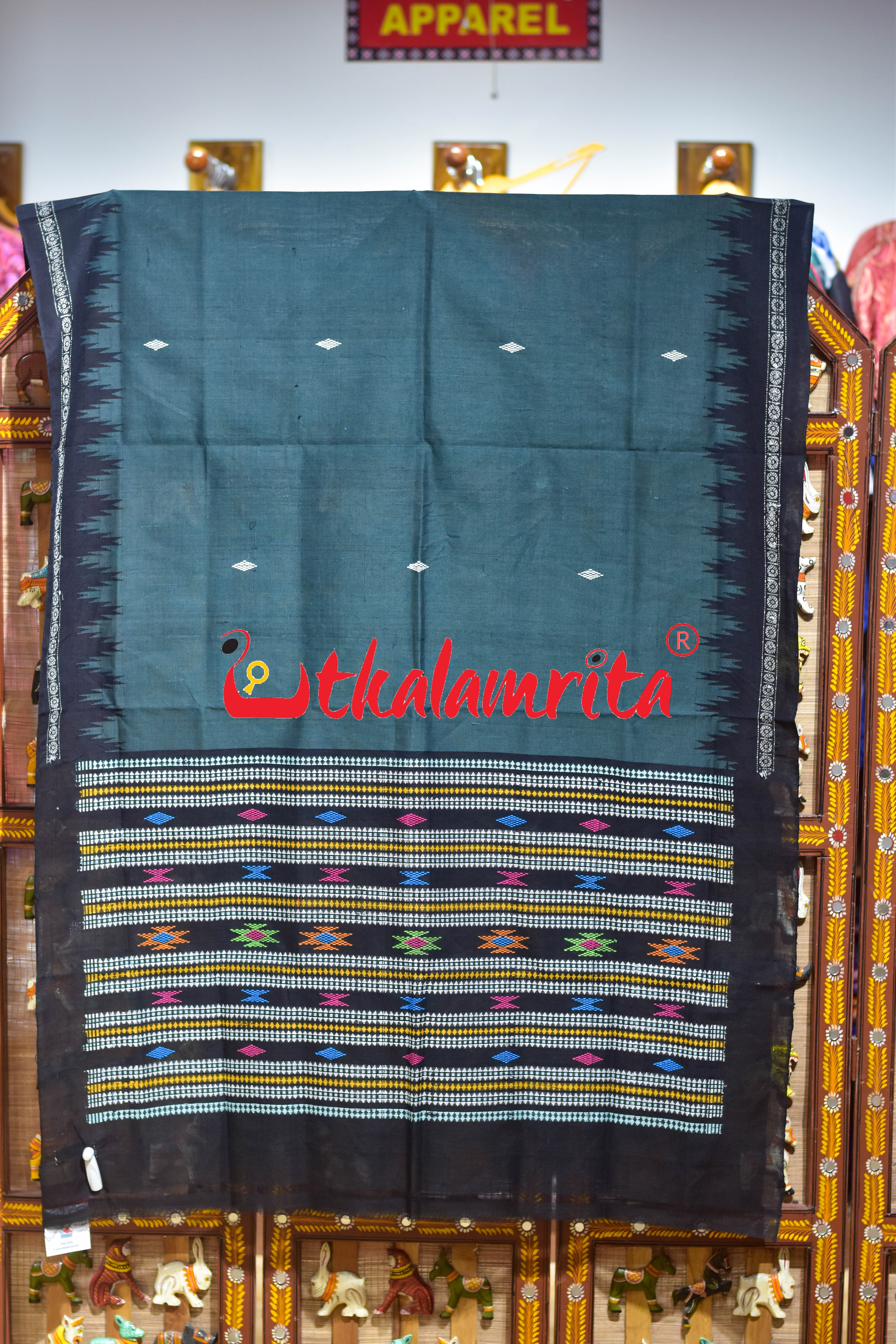 Dark Green Black Border Phoda Kumbha (Dupatta)