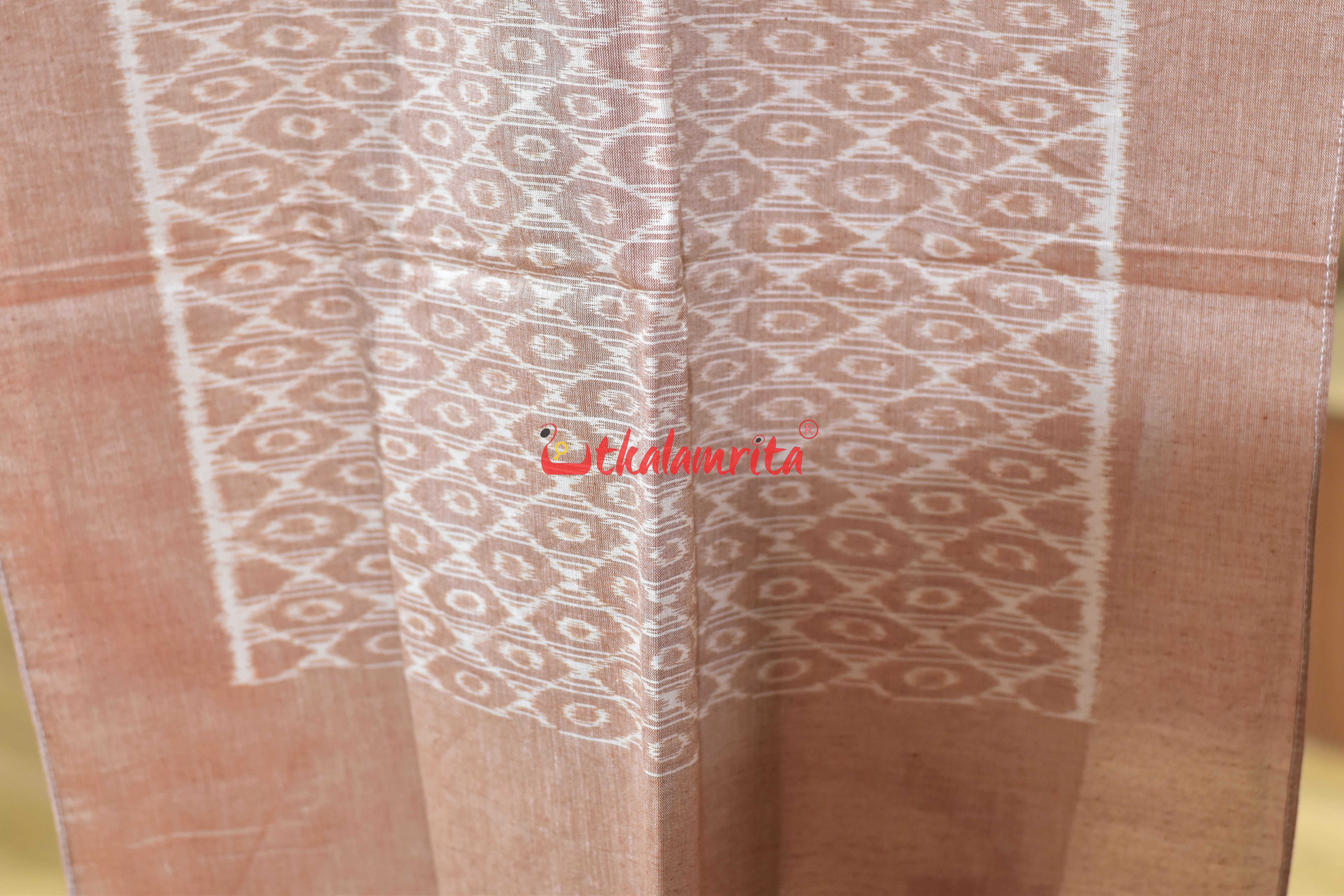 Peach Stripes Gol Thikiri Ikat Cotton (Stole)