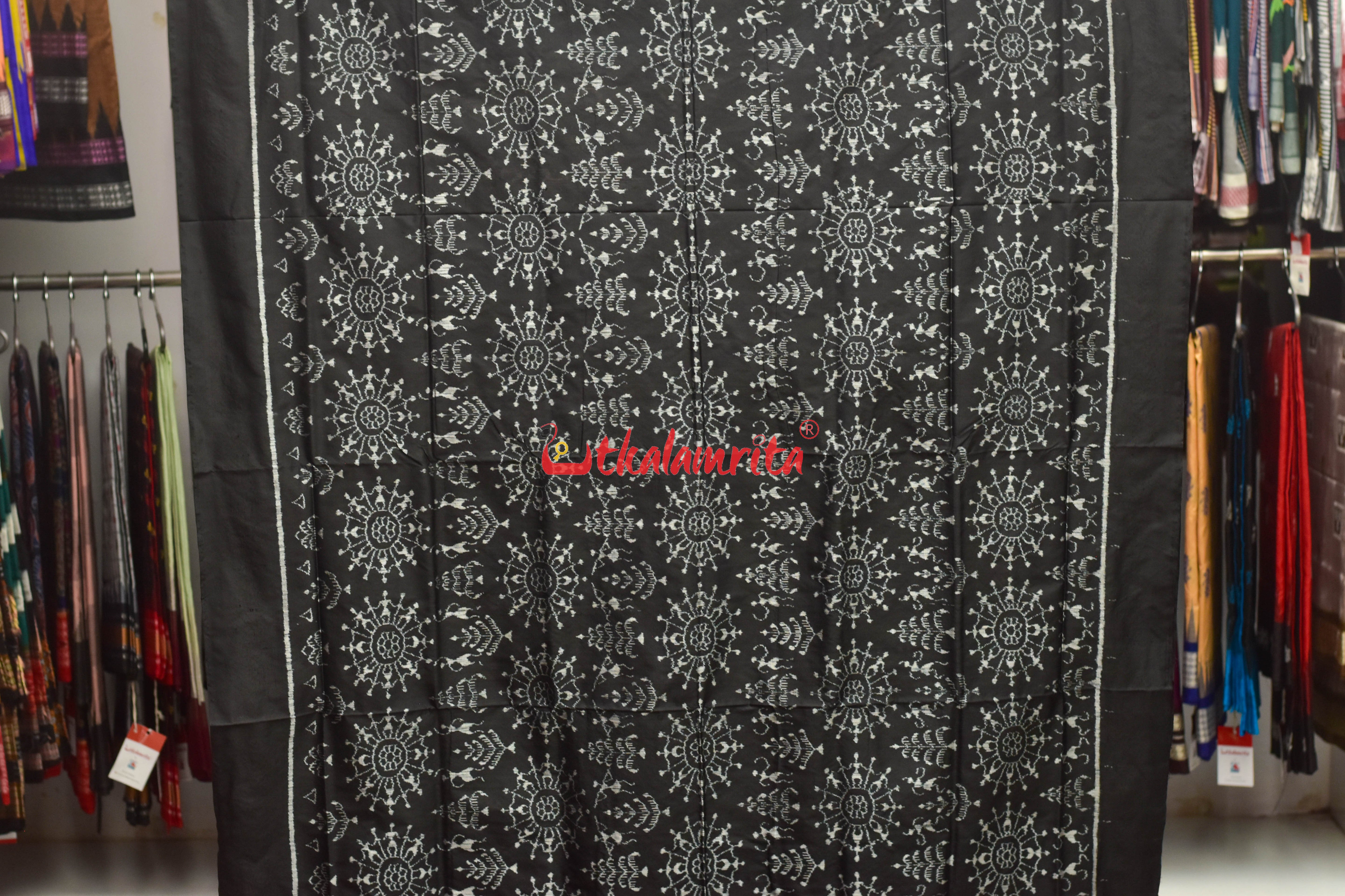 Black Circle Tribal Sambalpuri Silk Saree