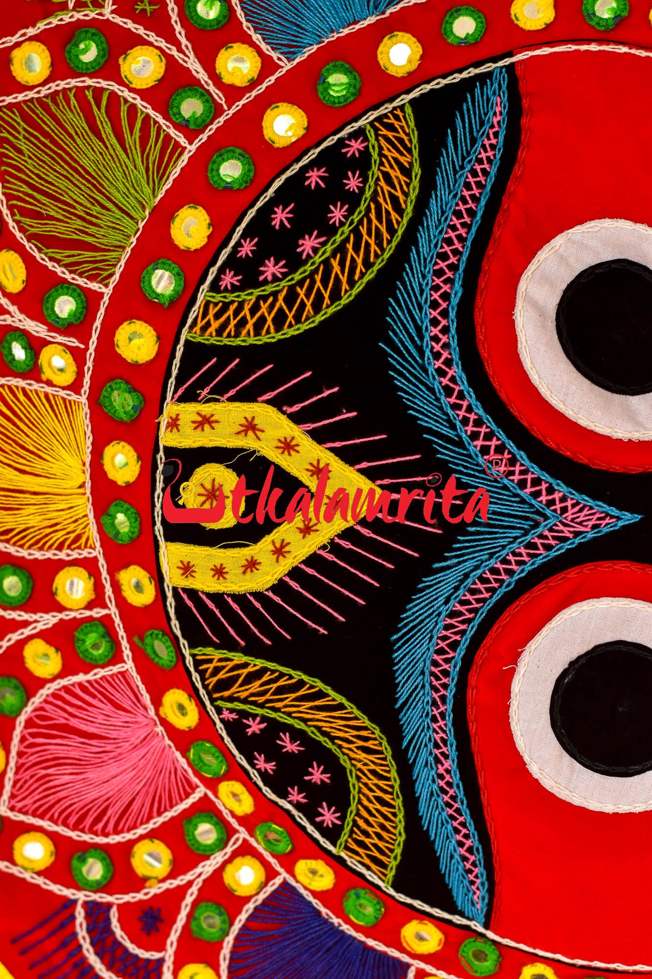 Red Jagannath Applique (Green Belapatra)