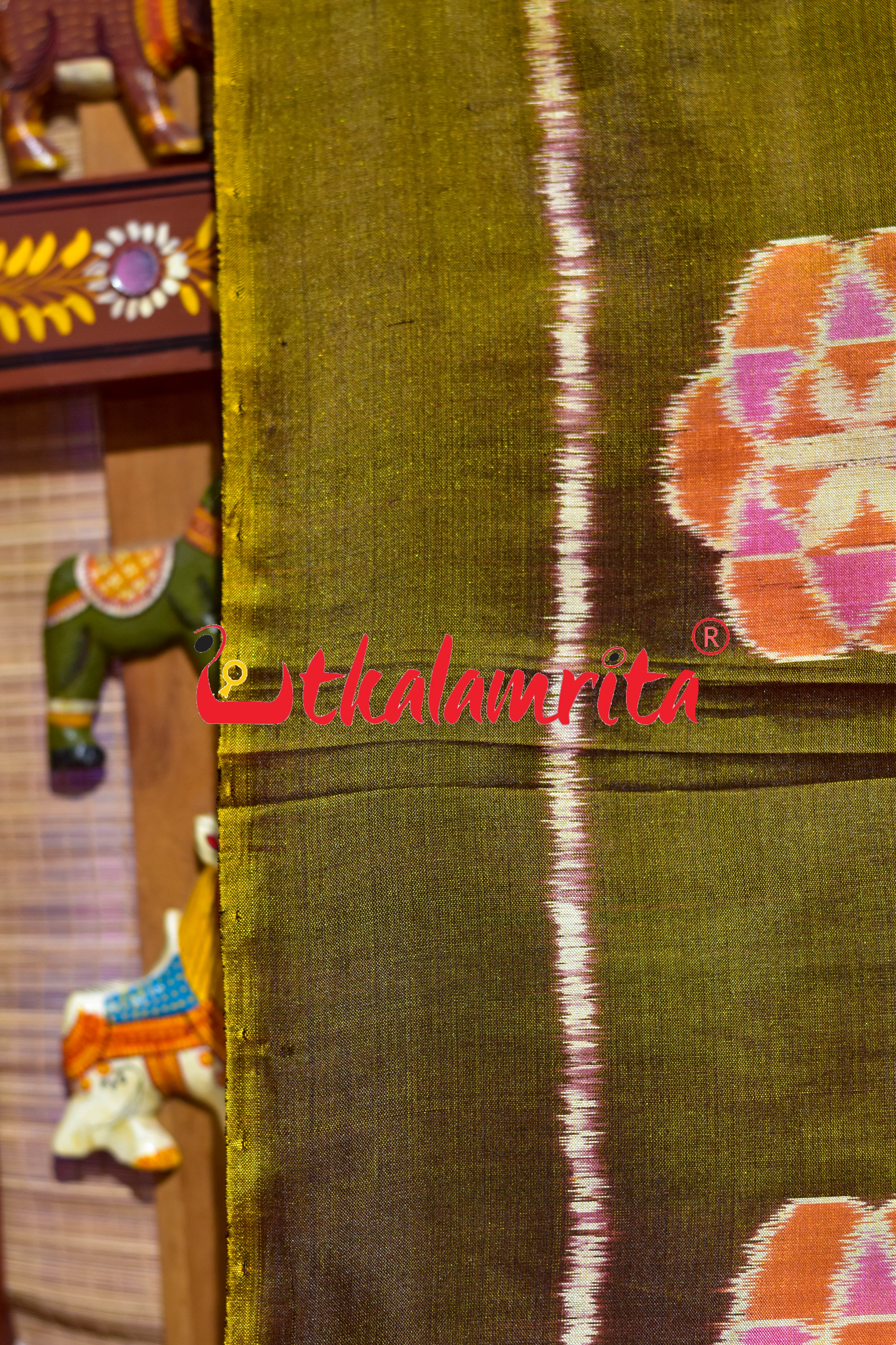 Bronze Orange Phula Jhoti Khandua Silk Saree