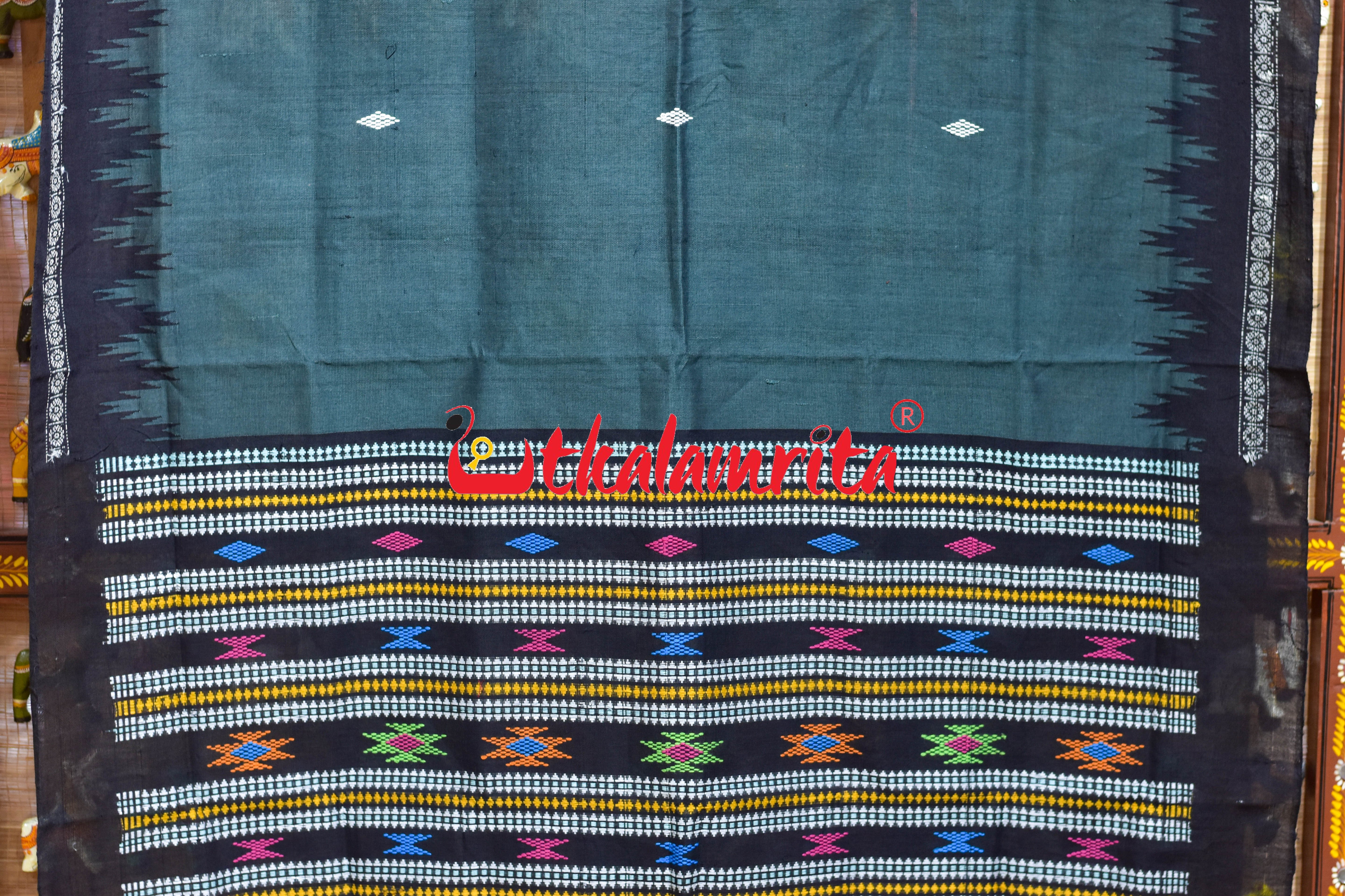 Dark Green Black Border Phoda Kumbha (Dupatta)