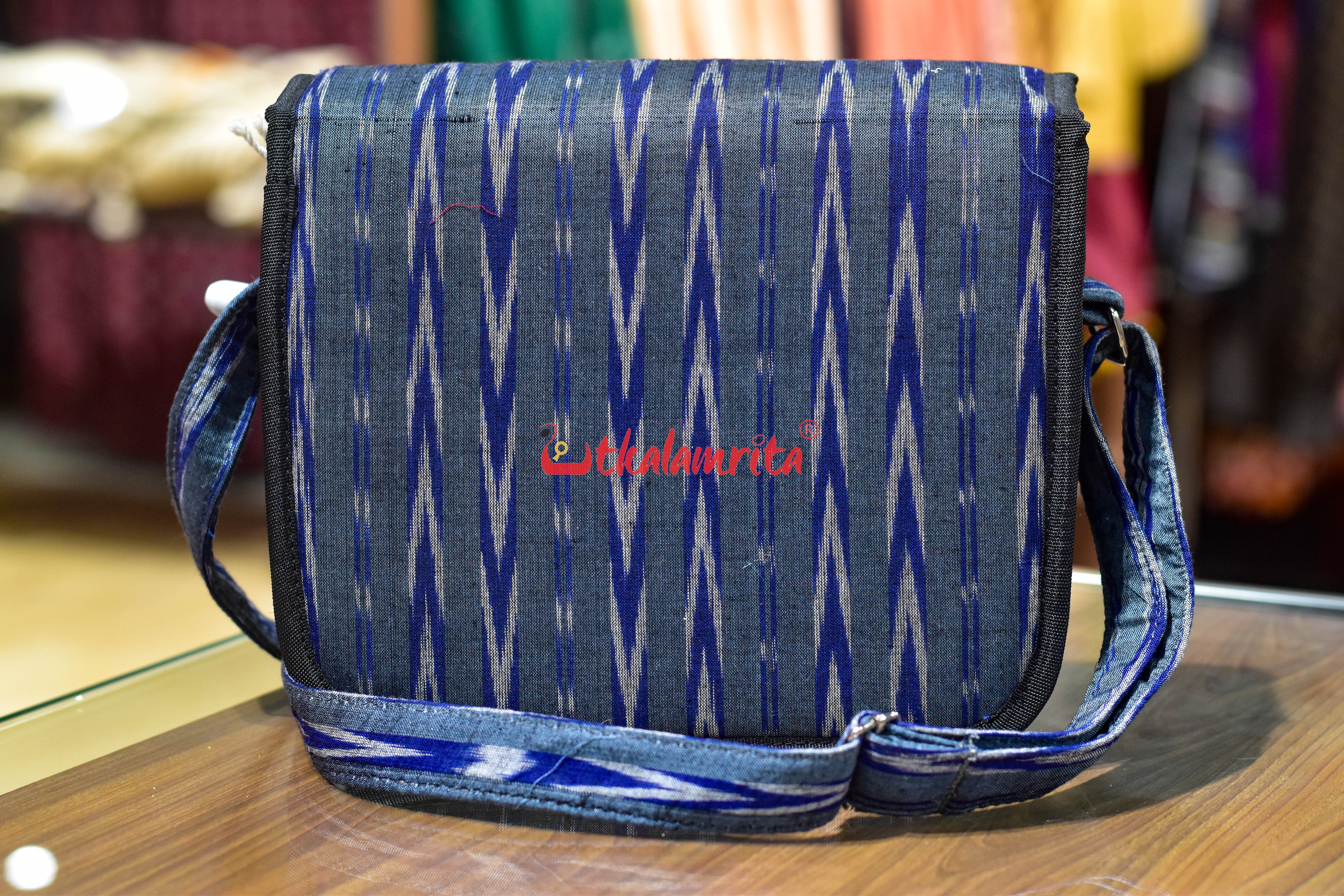 Blue Dhanpatri Button Sling Bag