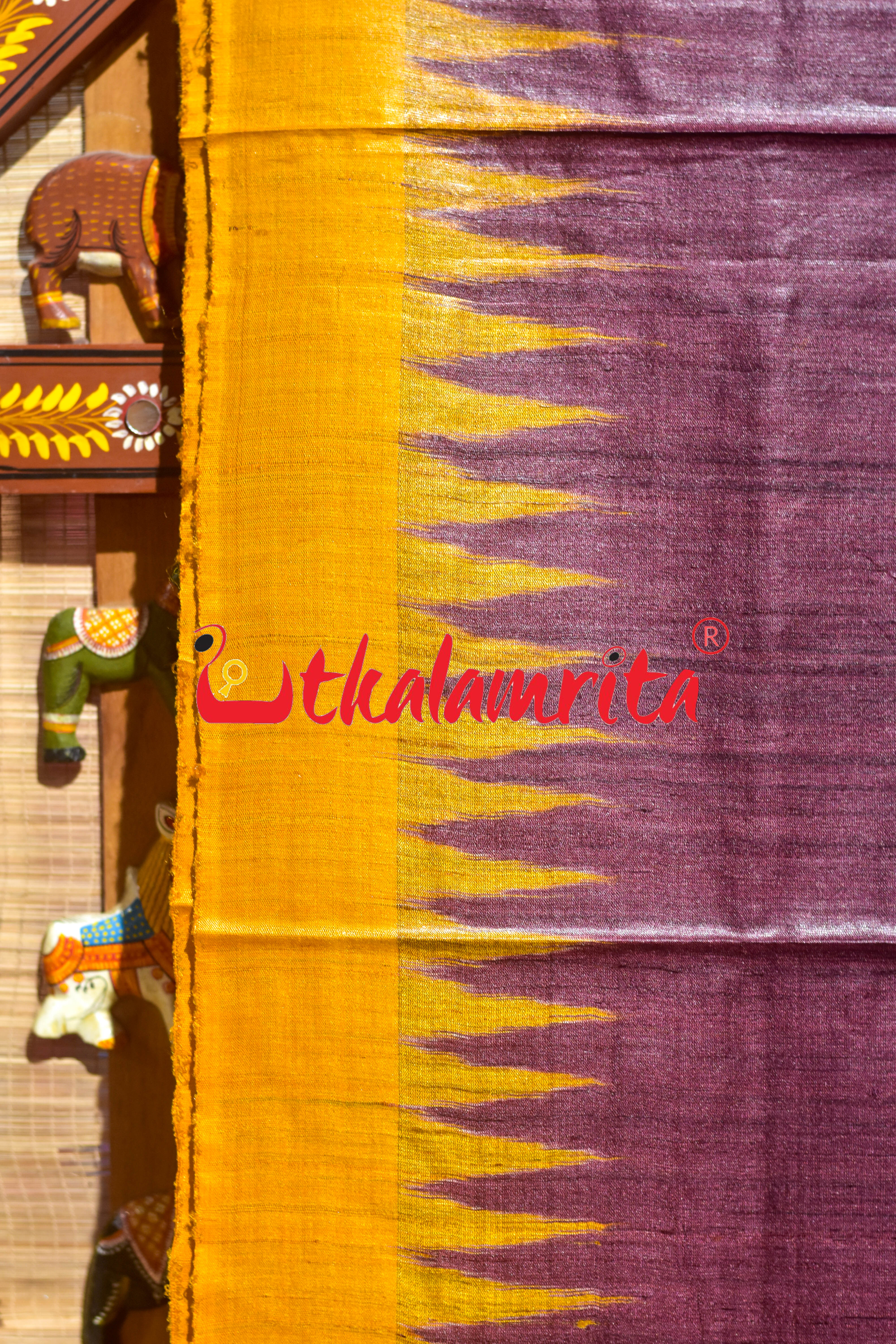 Wine Yellow Gopalpur Tussar Silk Saree