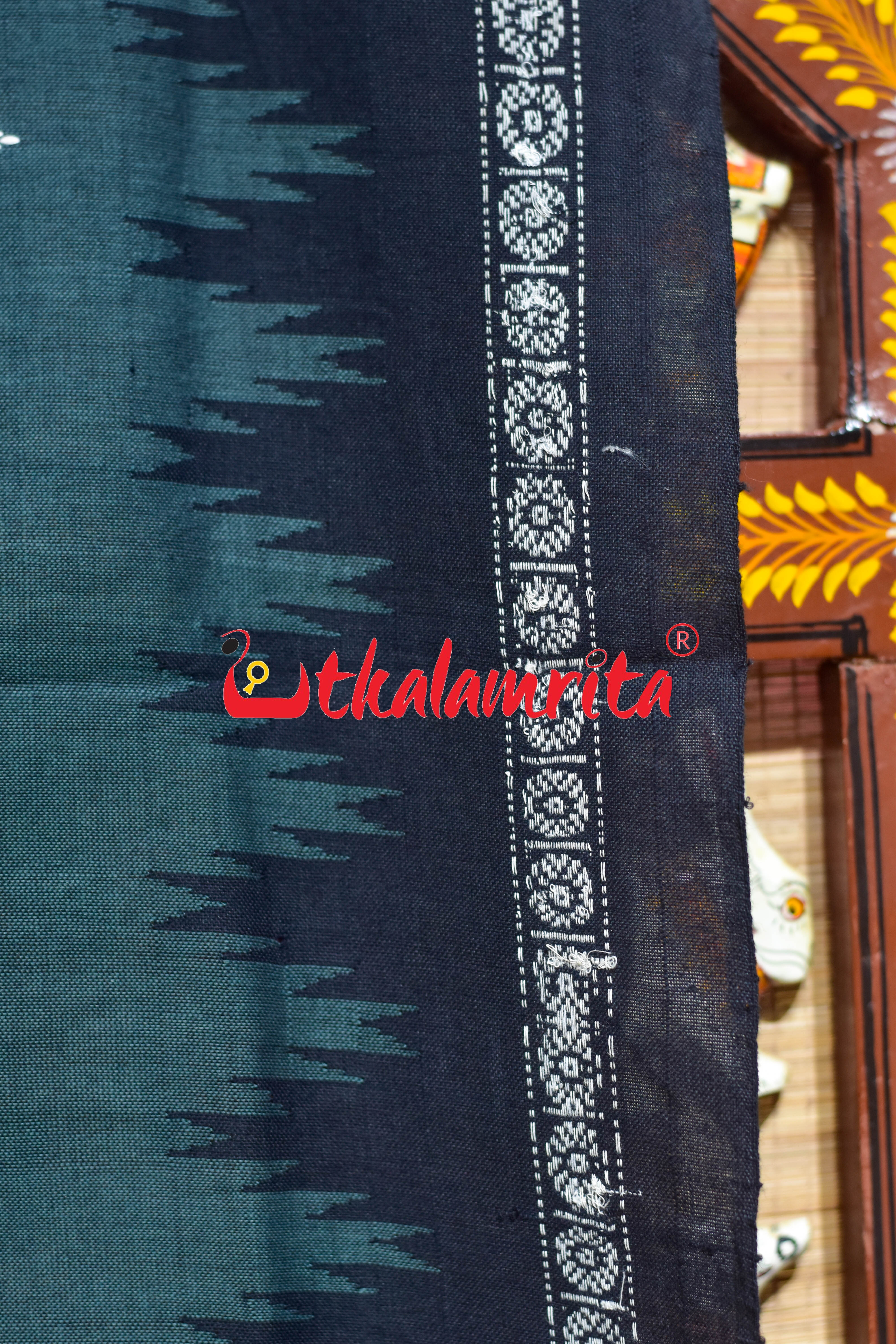 Dark Green Black Border Phoda Kumbha (Dupatta)