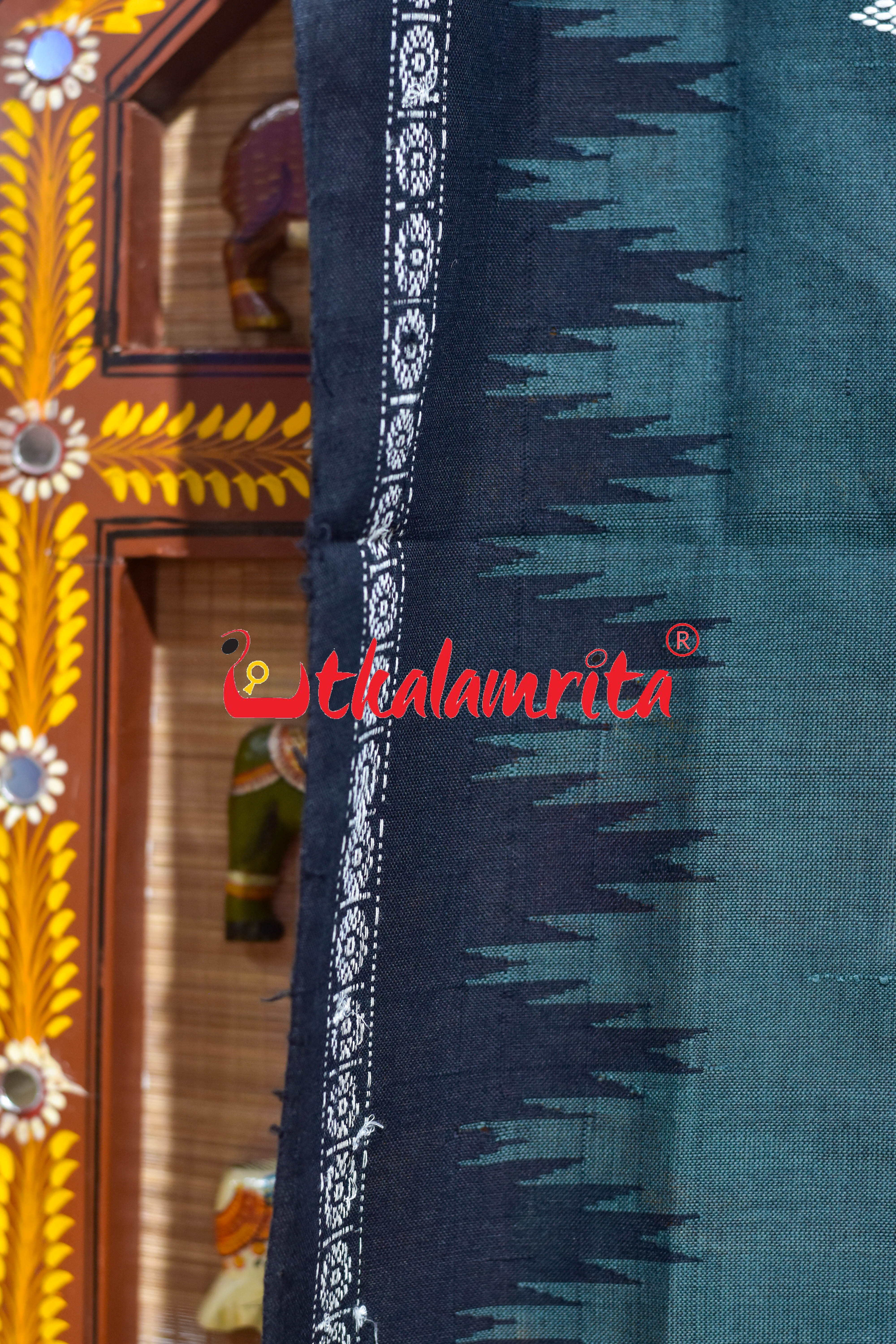 Dark Green Black Border Phoda Kumbha (Dupatta)