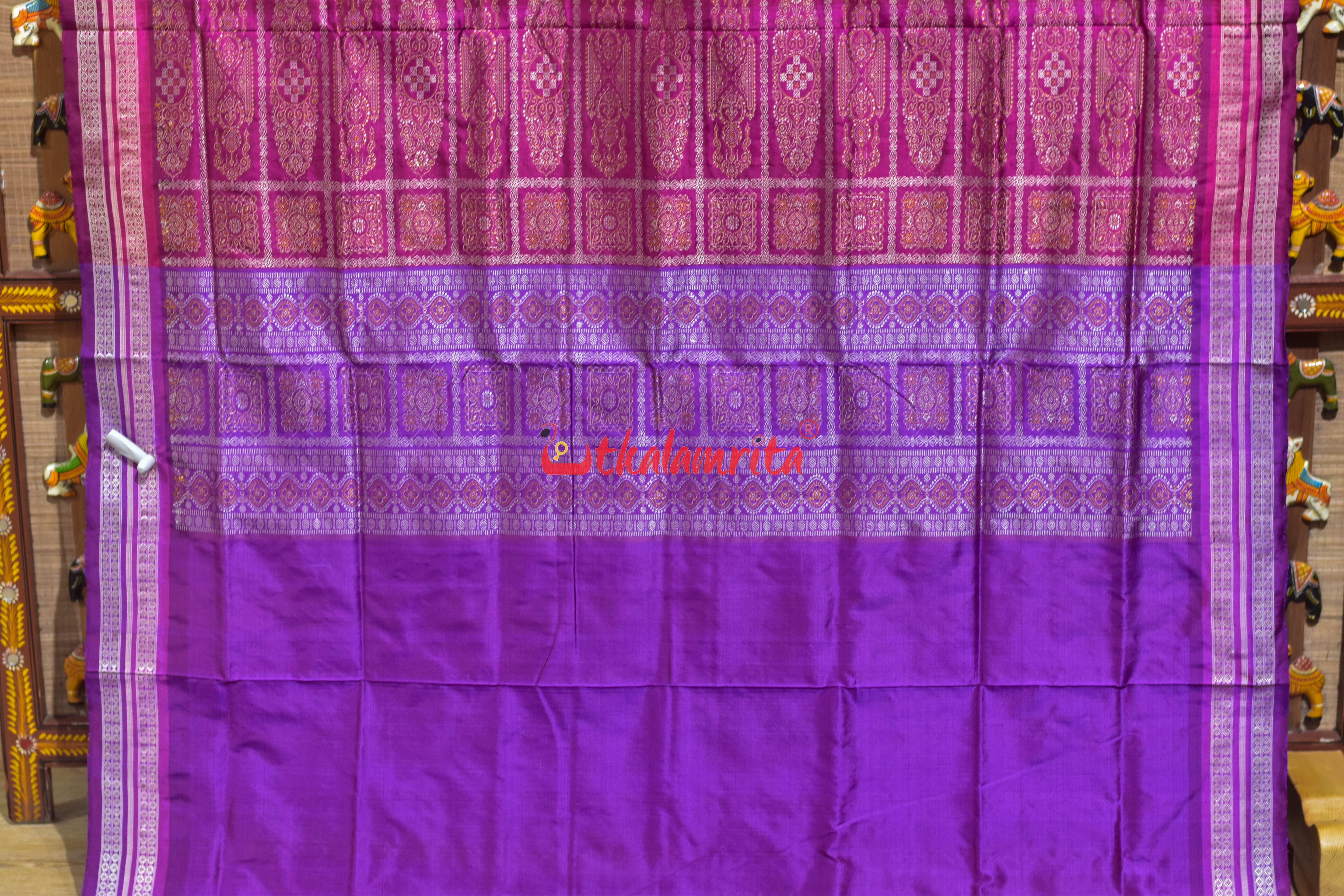 Yellow Body Kana phula Double Border Bomkai Silk Saree