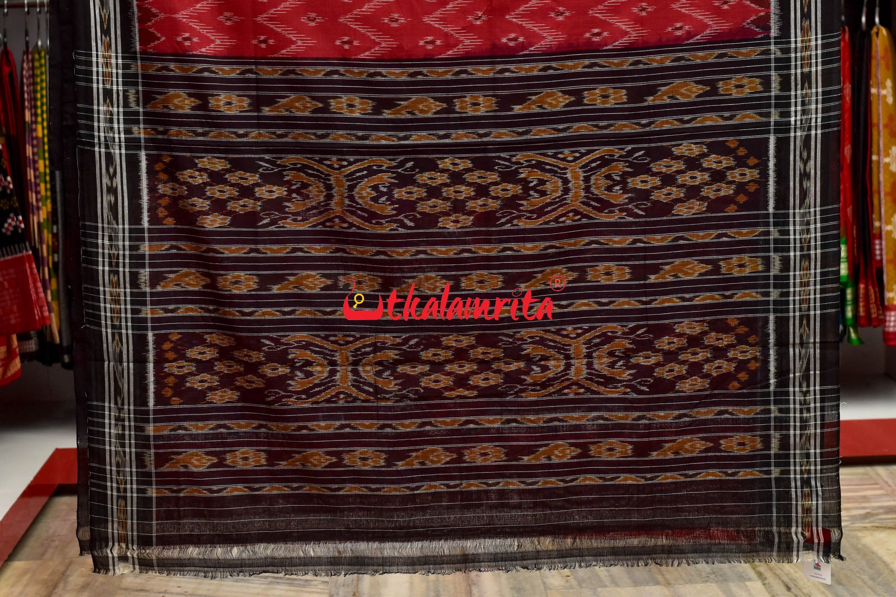 Red Black Taranga Khandua Cotton Saree