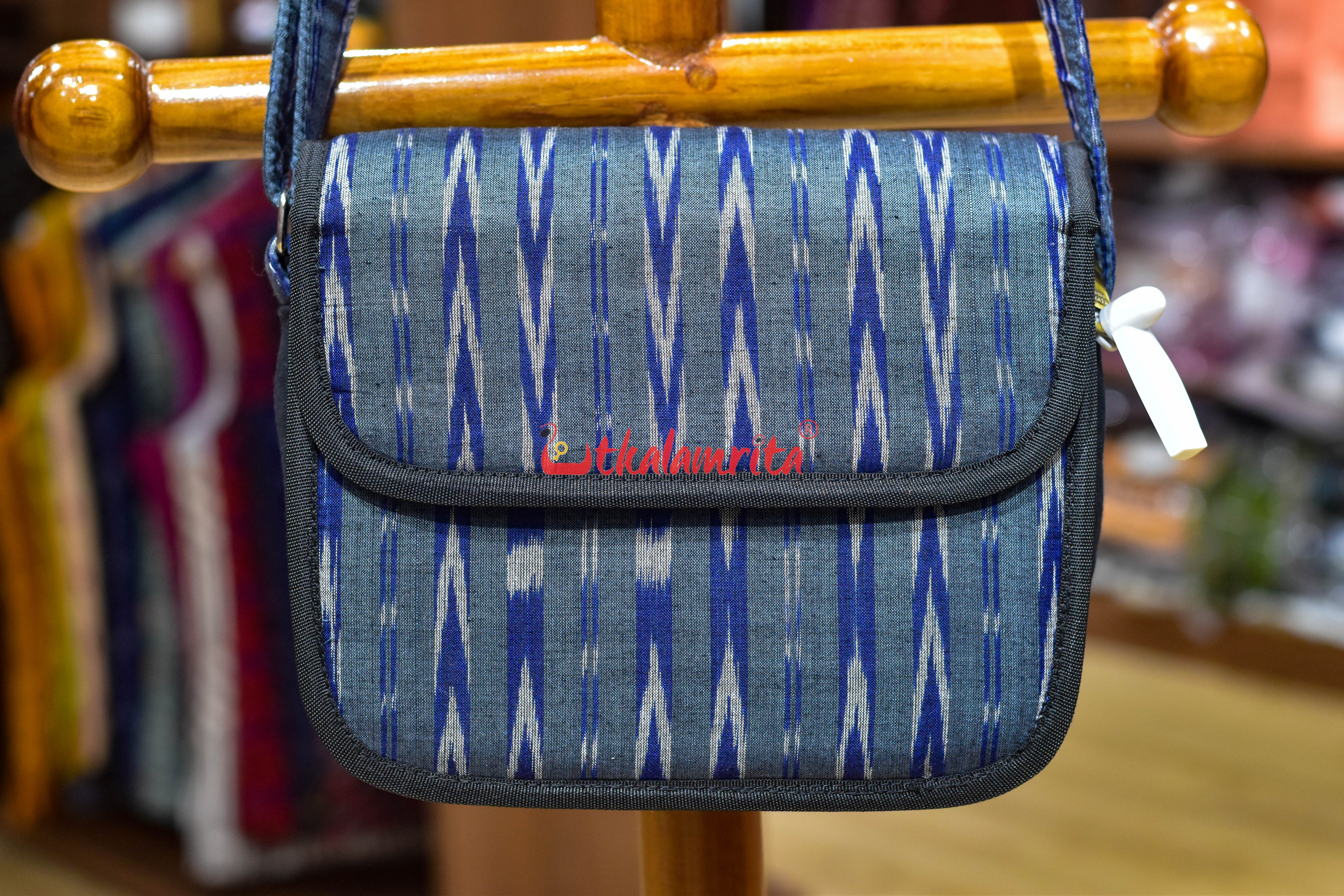 Blue Dhanpatri Button Sling Bag