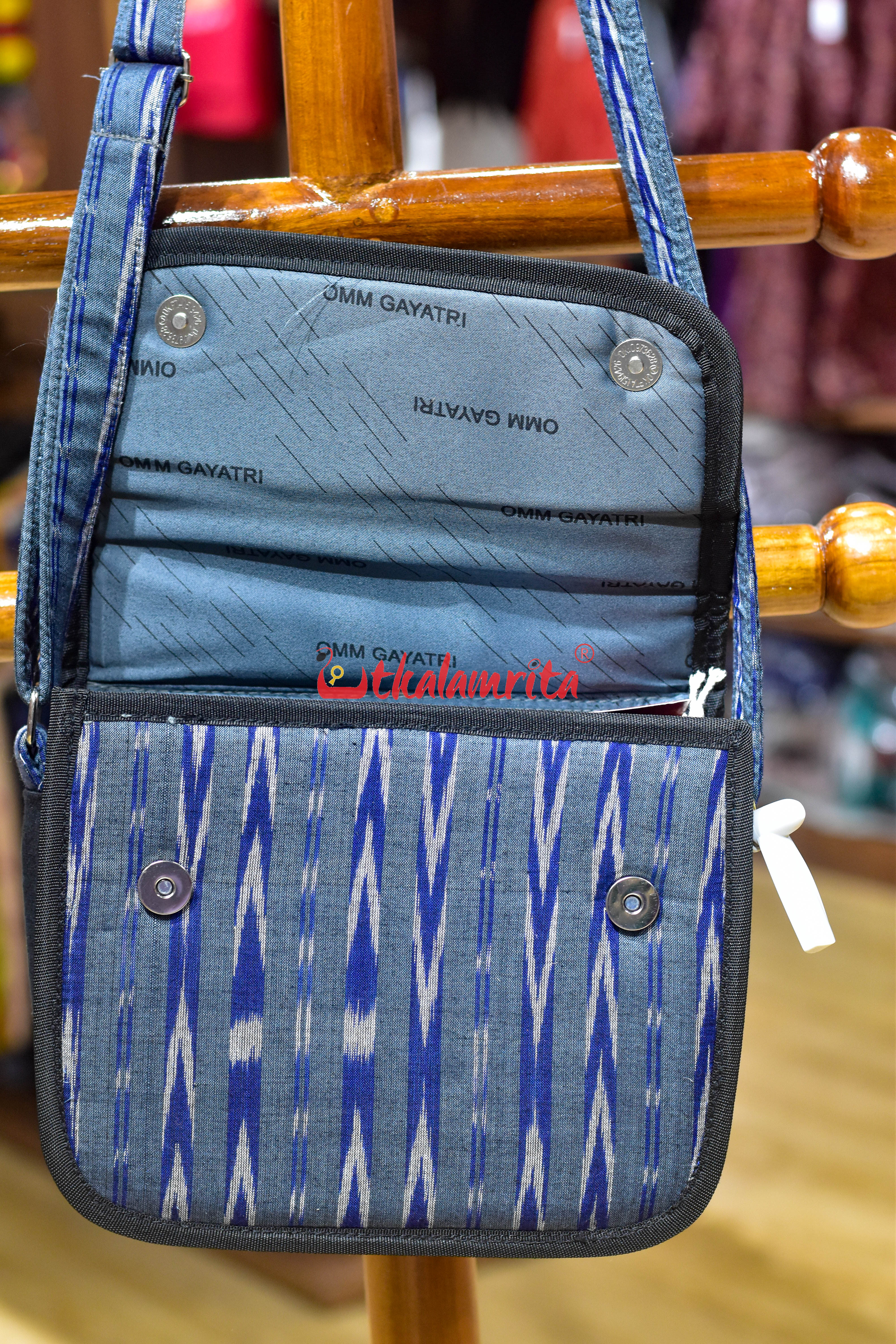 Blue Dhanpatri Button Sling Bag