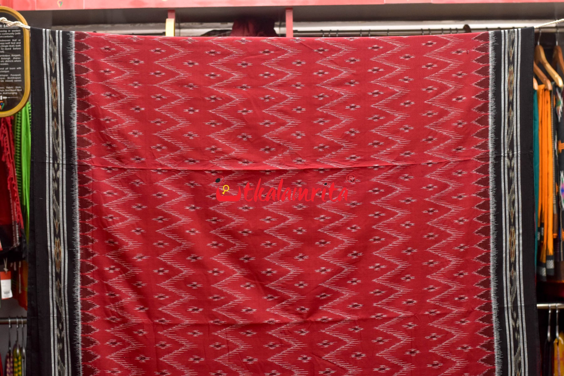 Red Black Taranga Khandua Cotton Saree