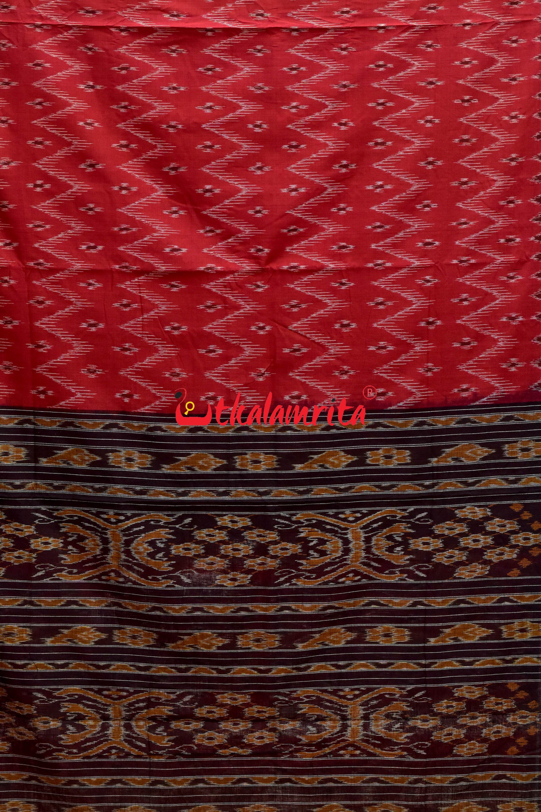 Red Black Taranga Khandua Cotton Saree