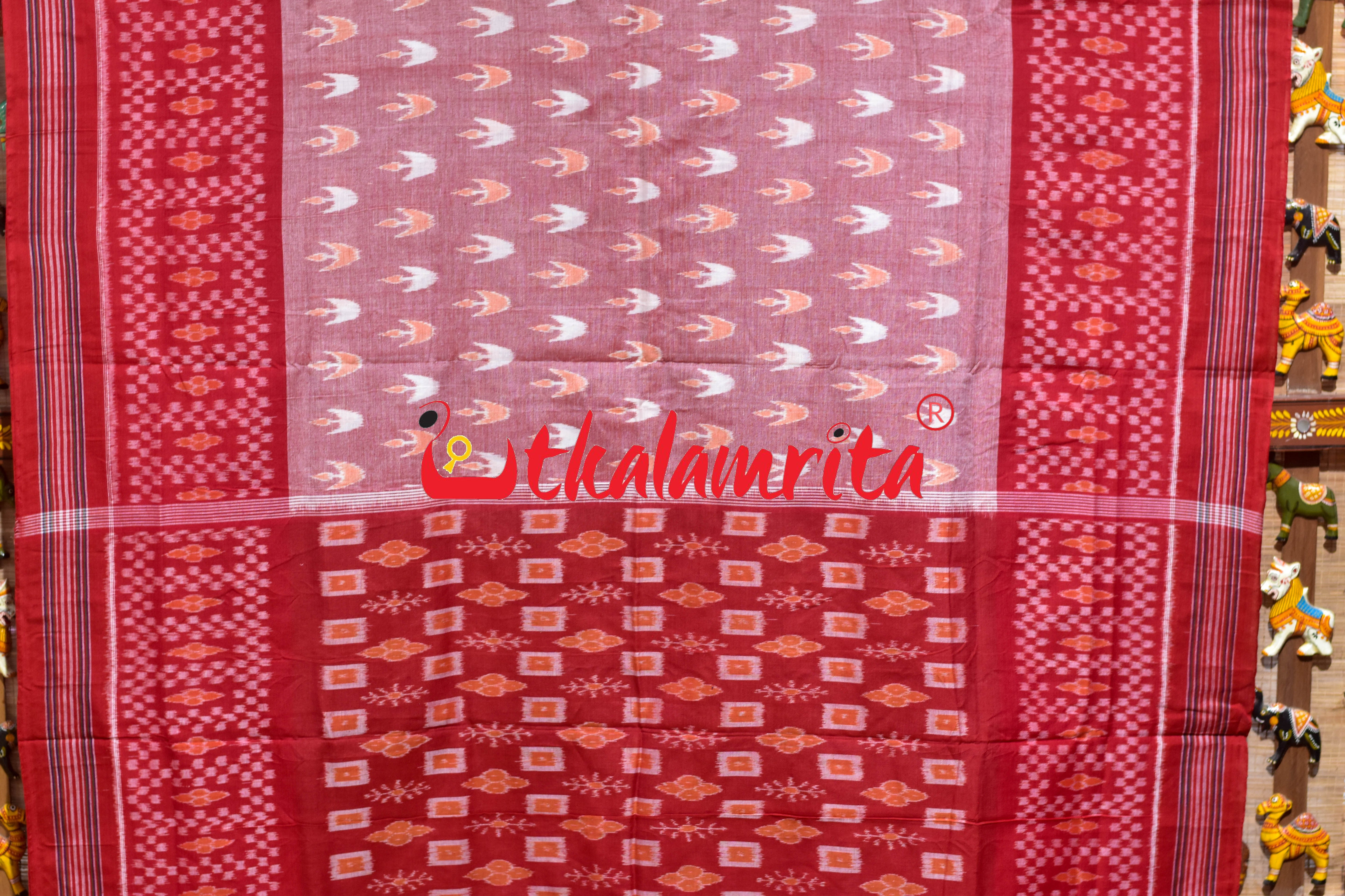 Pink Dipa Big Border Khandua Cotton Saree