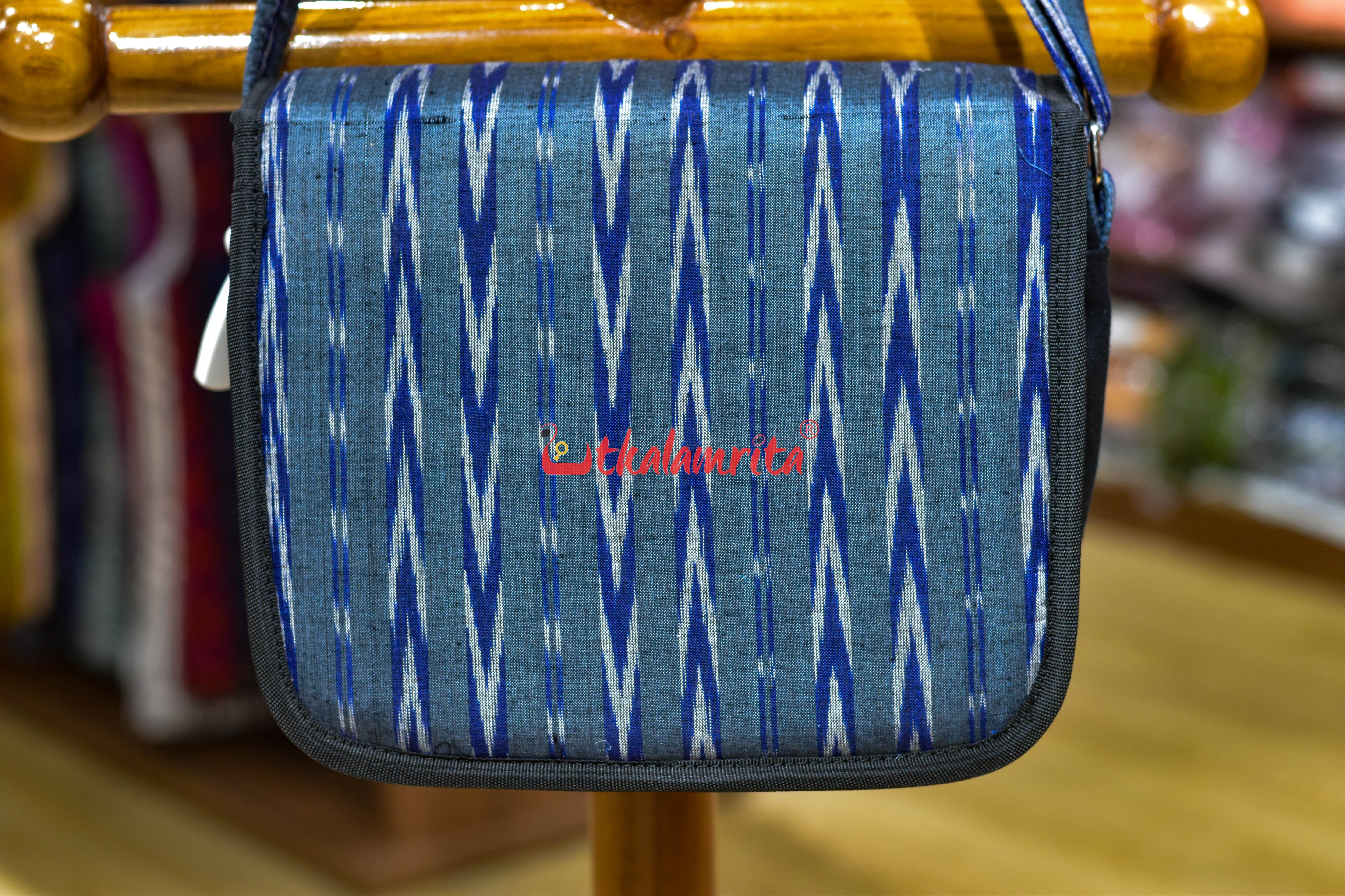 Blue Dhanpatri Button Sling Bag