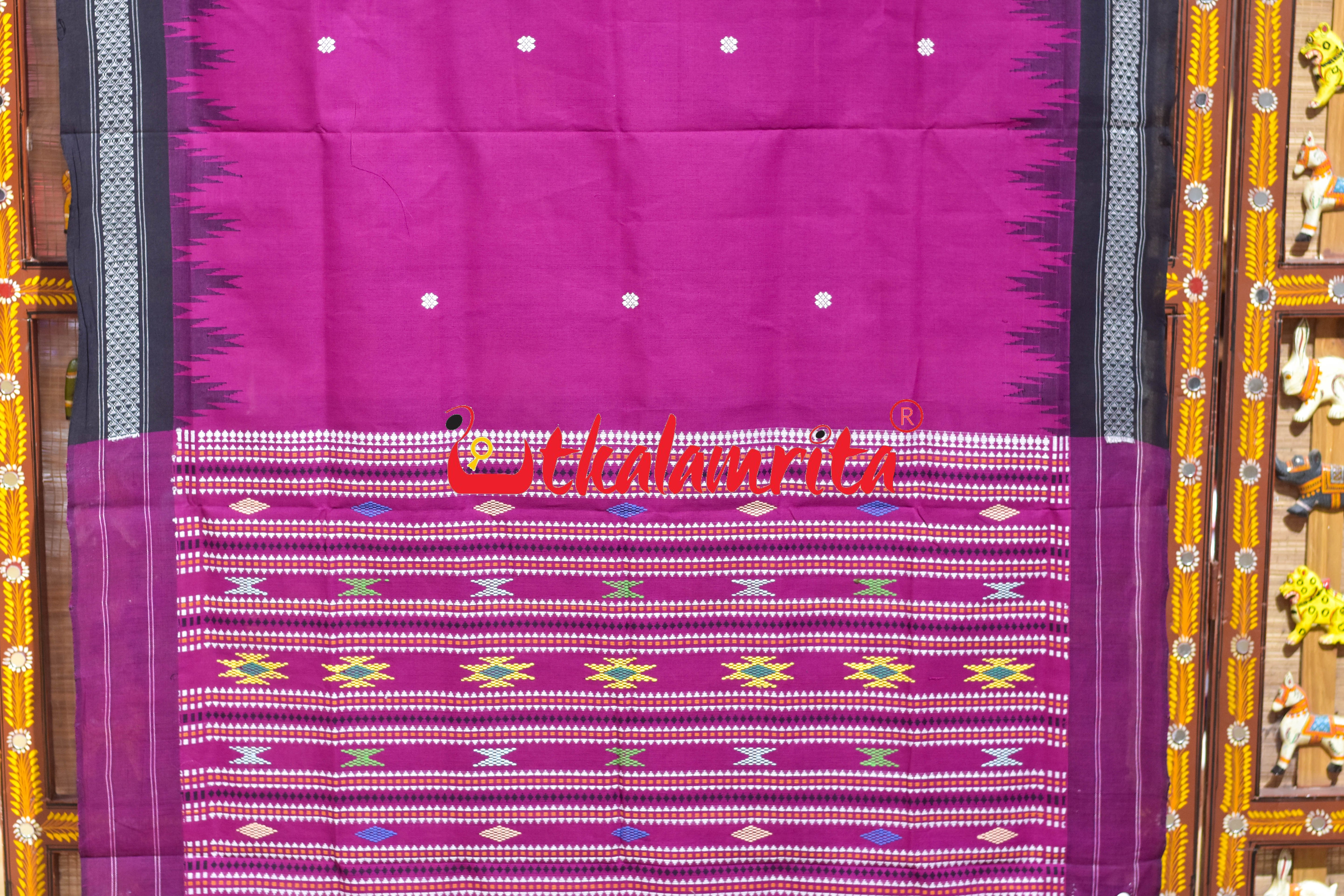 Magenta Black Border Phoda Kumbha (Dupatta)