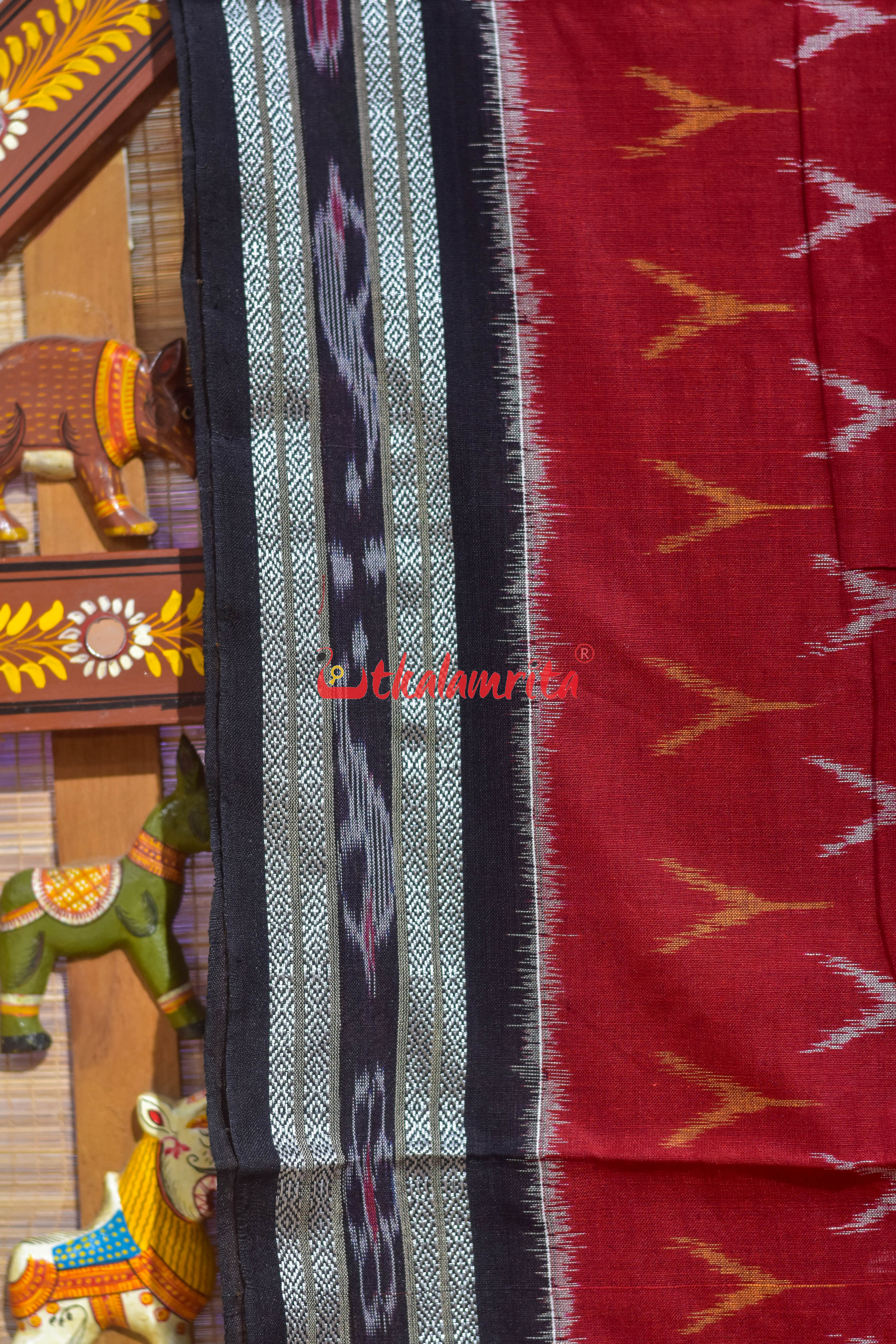 Rust Black Duba Khandua Cotton Saree