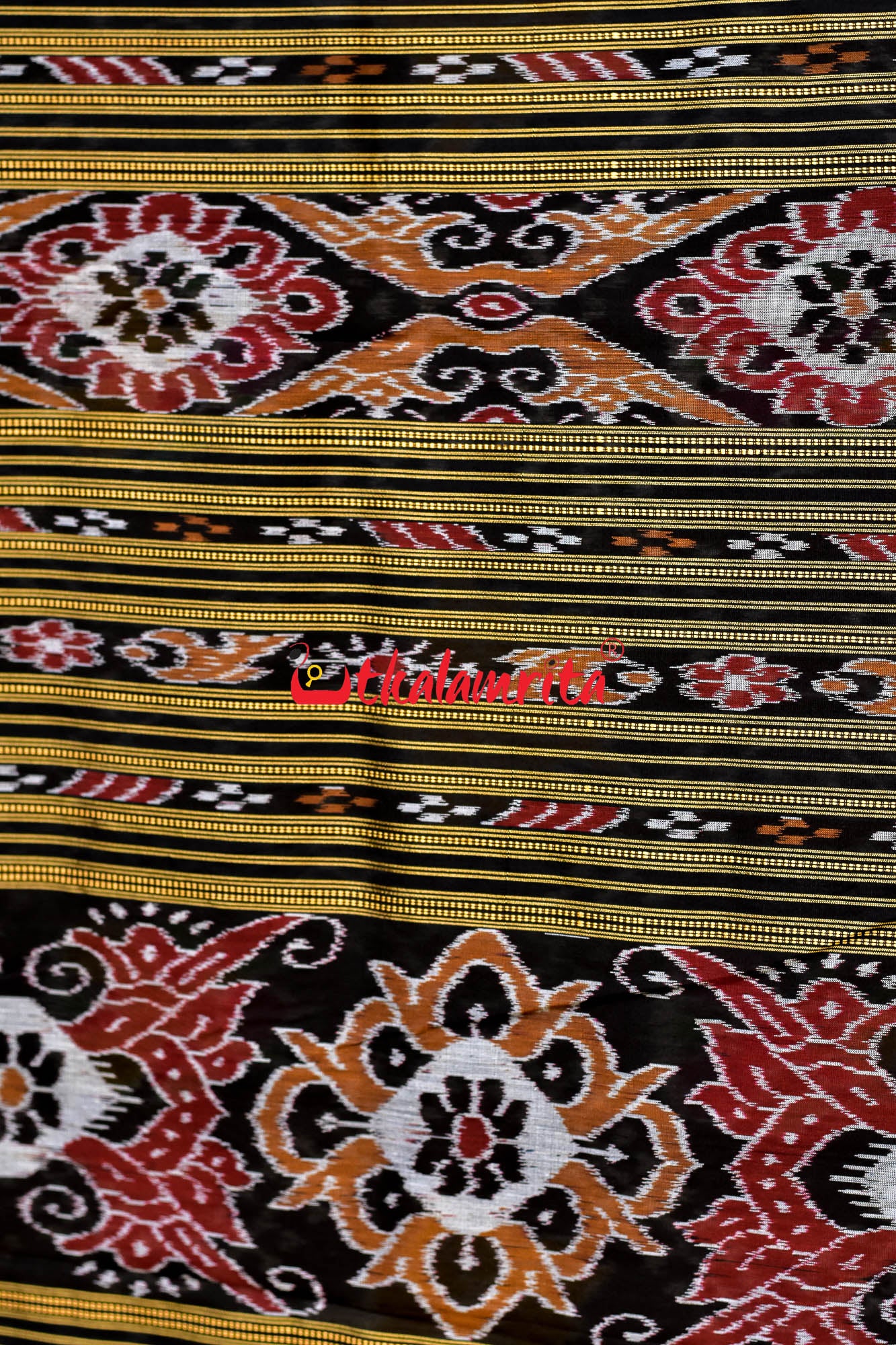 Flowers & Kalash Border Pasapali Khandua Silk Saree