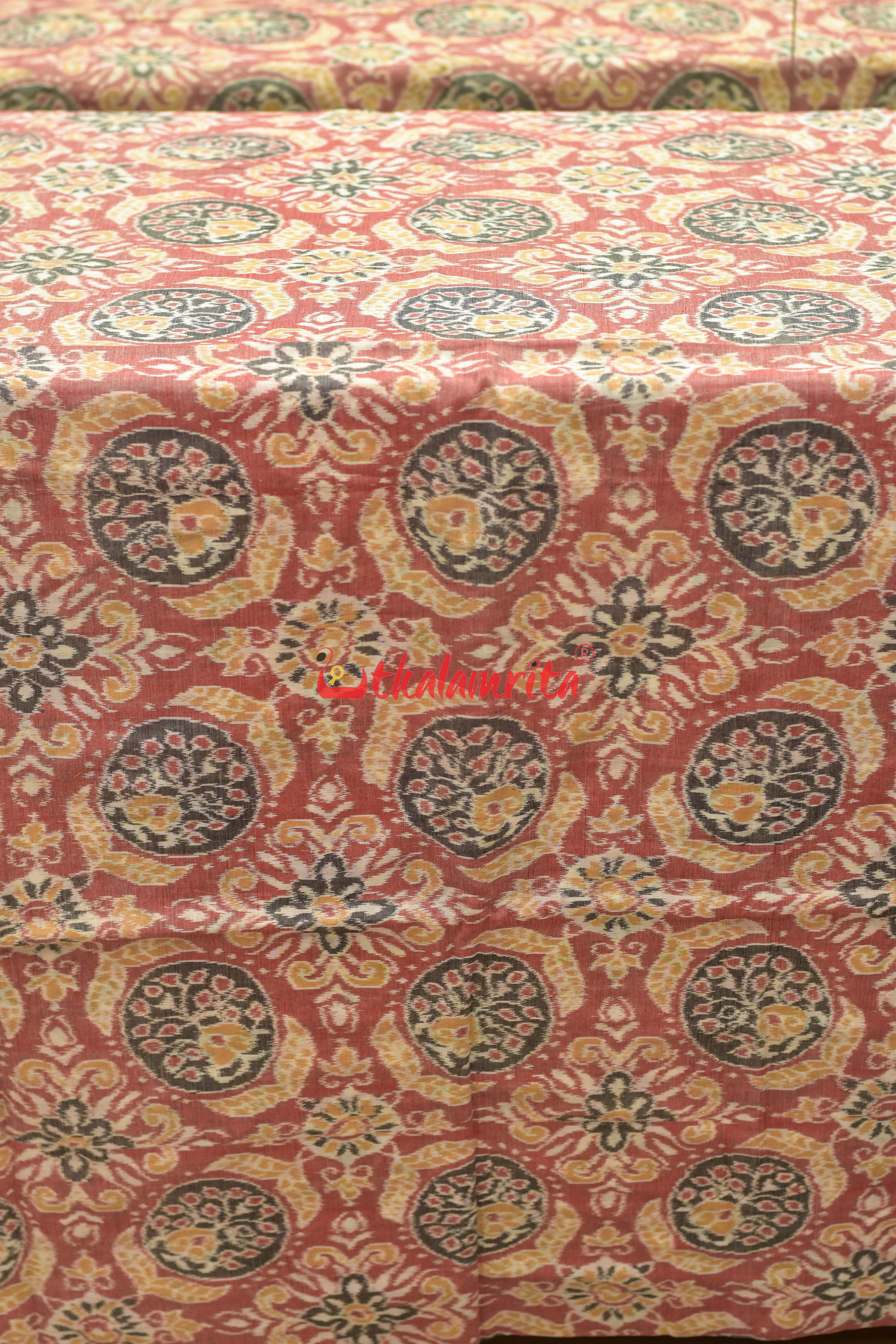 Pink Flower Jhoti Sambalpuri Cotton (Fabric)