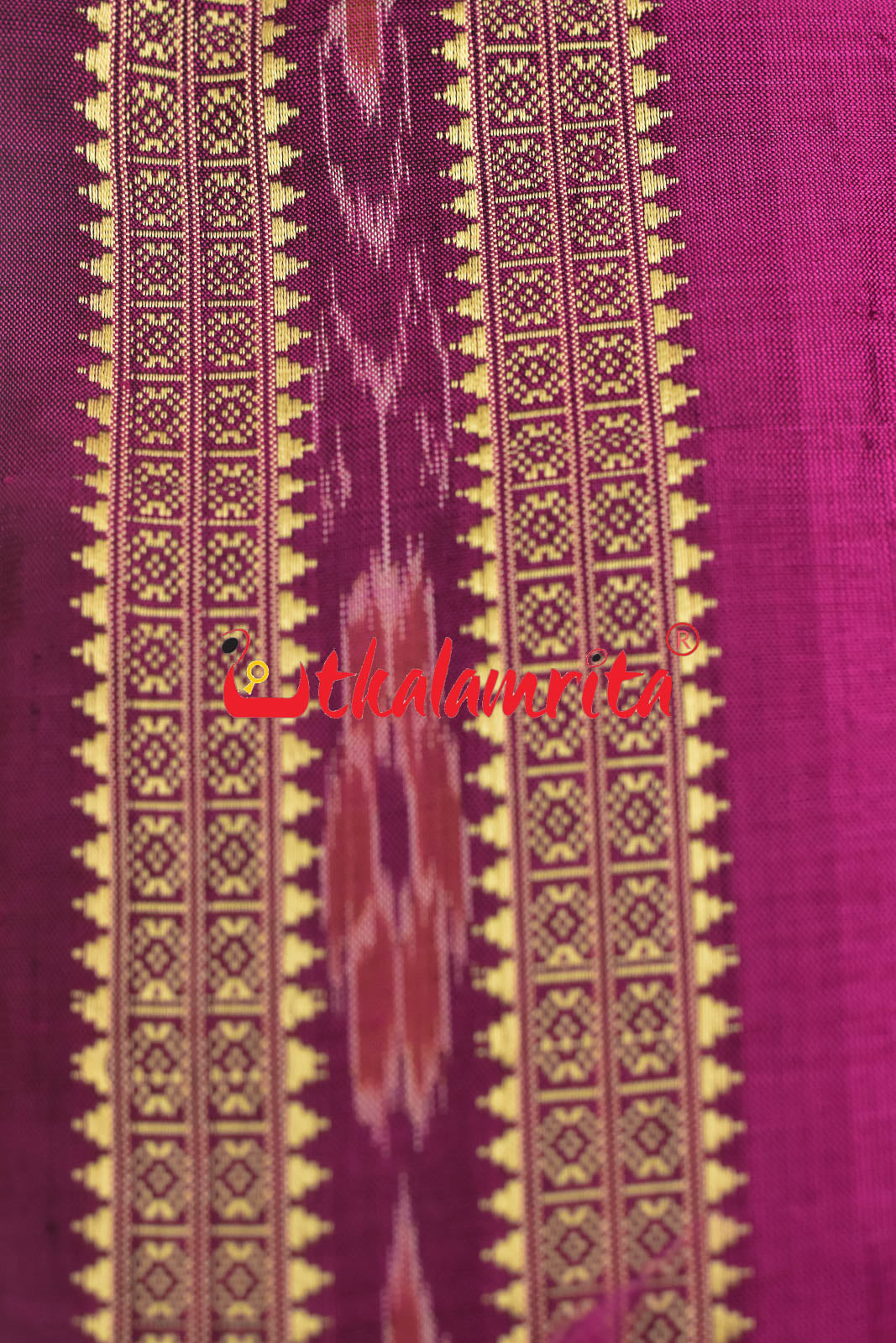 Magenta Flower Bandha Border Silk (Fabric)