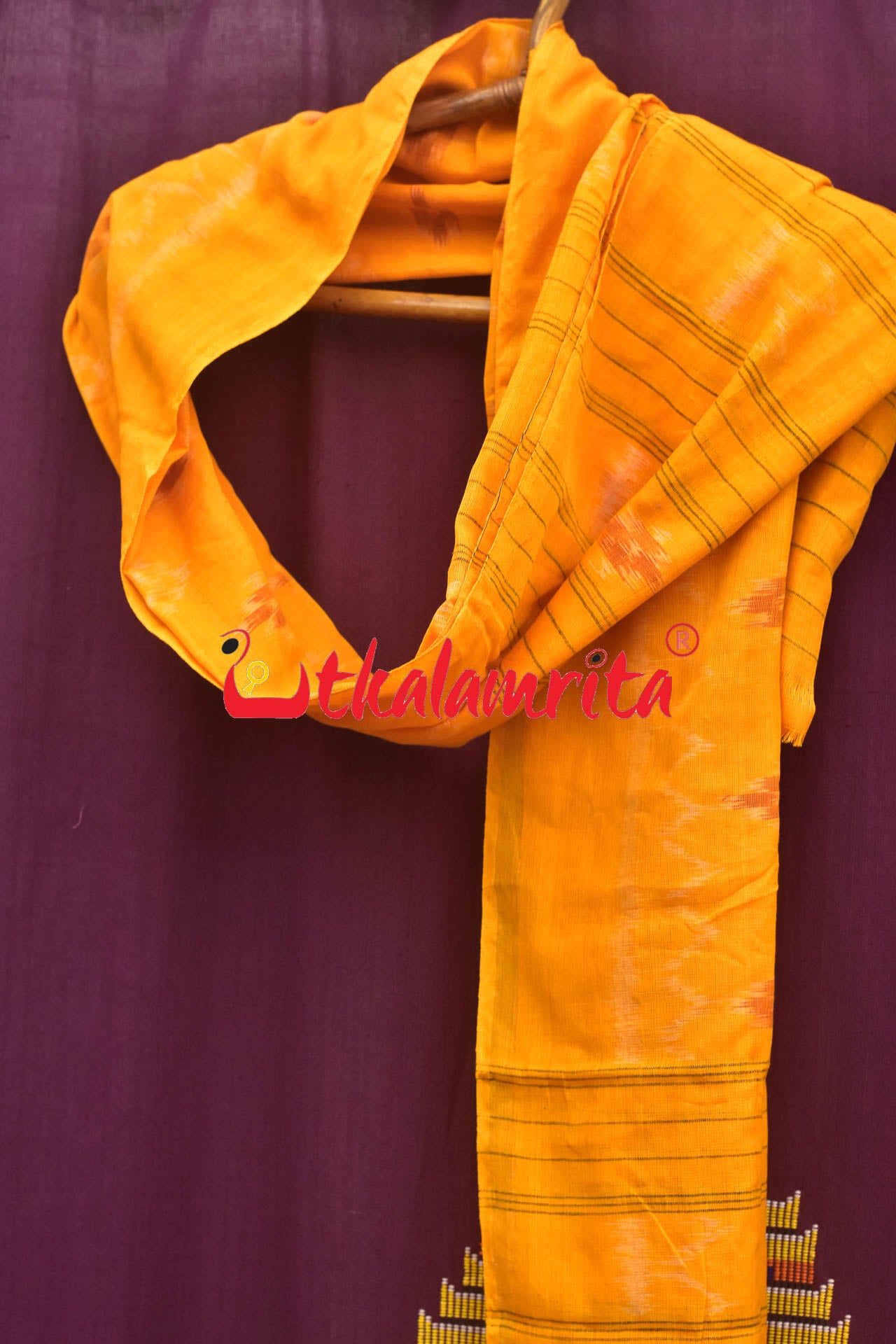 Yellow with Plain Border Pasapali (Dupatta)