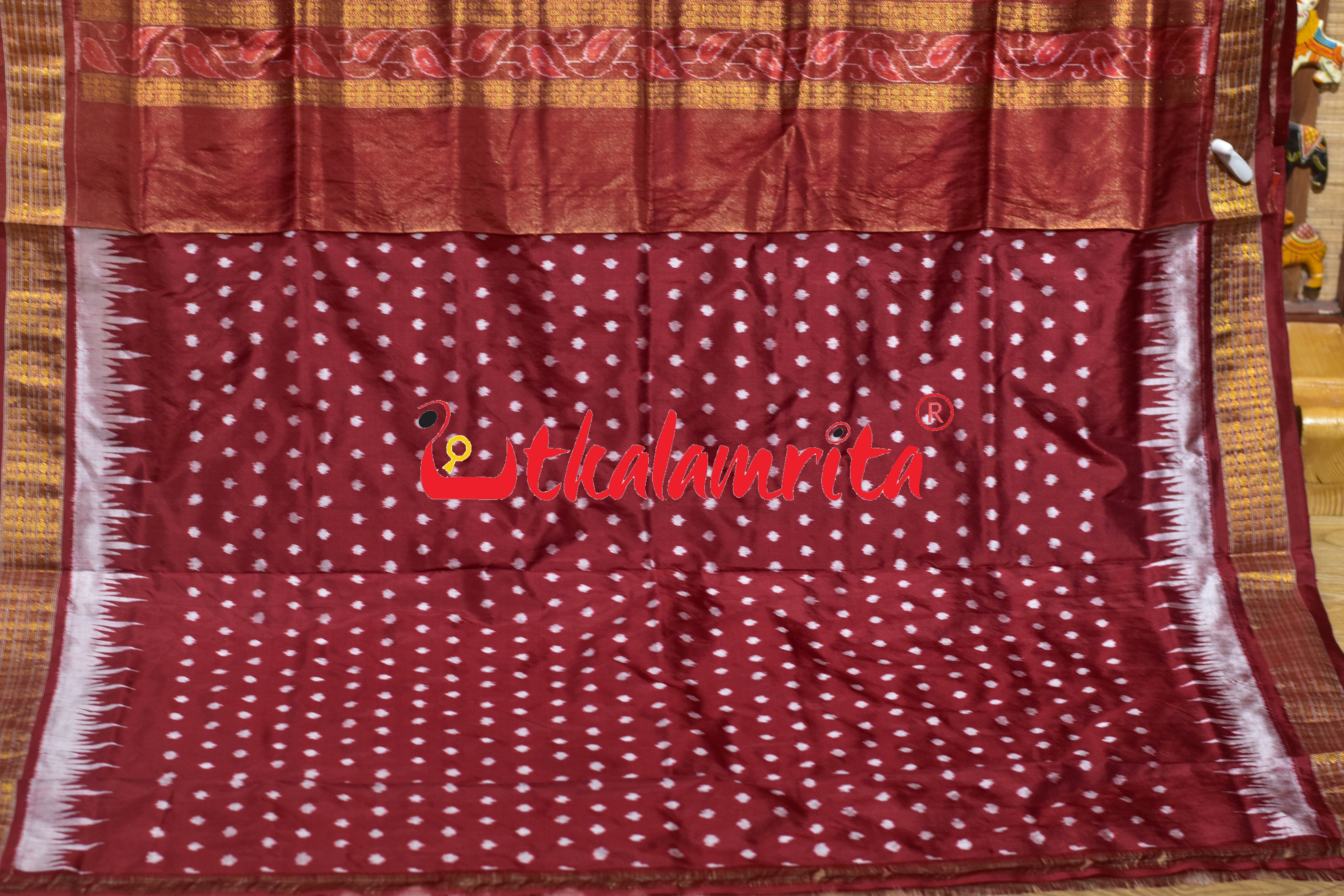 Peach Mayura Sambalpuri Bandha Half Tissue Silk Saree