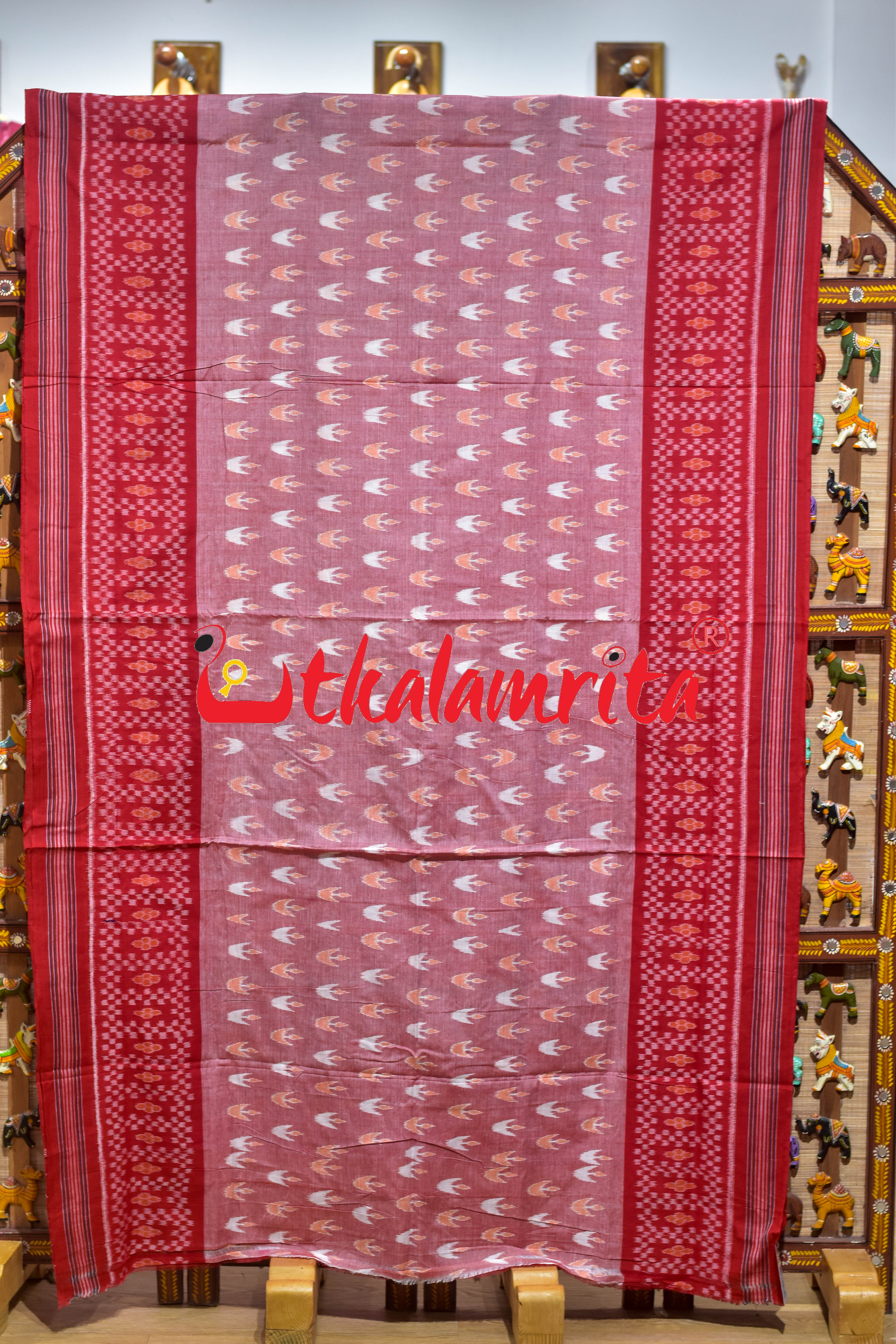 Pink Dipa Big Border Khandua Cotton Saree