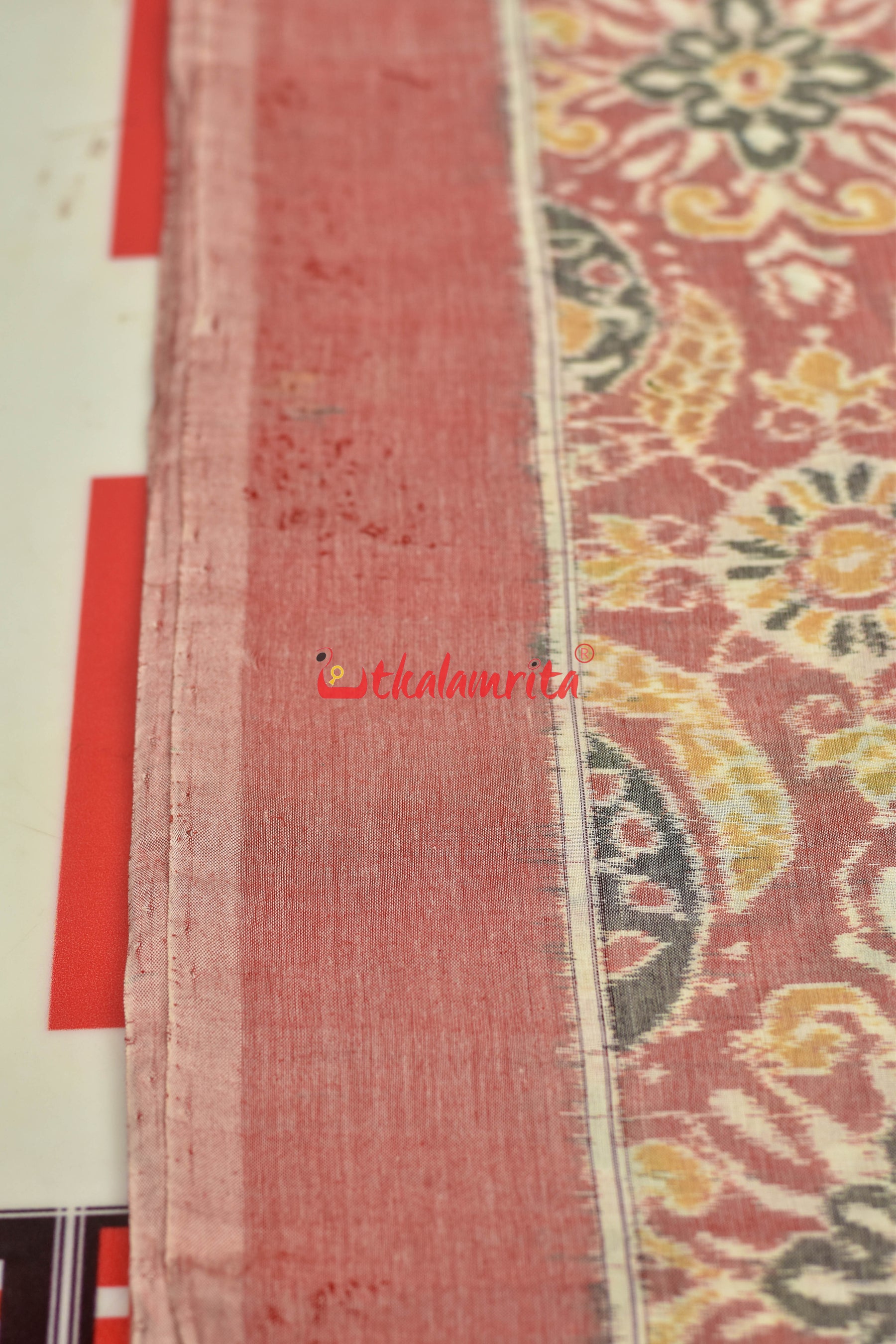 Pink Flower Jhoti Sambalpuri Cotton (Fabric)