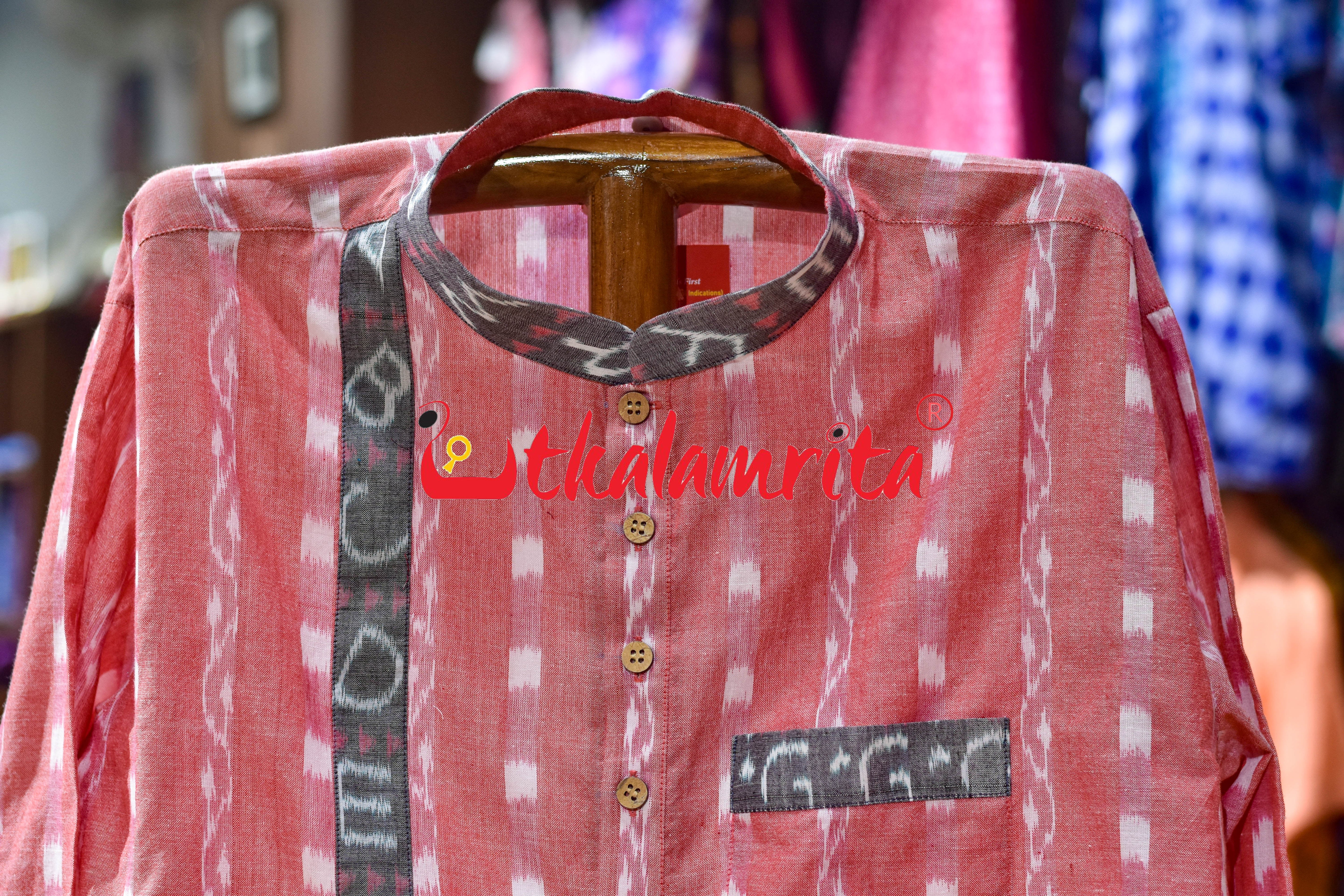 Peach Tipa Mala English Letters (Men's Short Kurta)