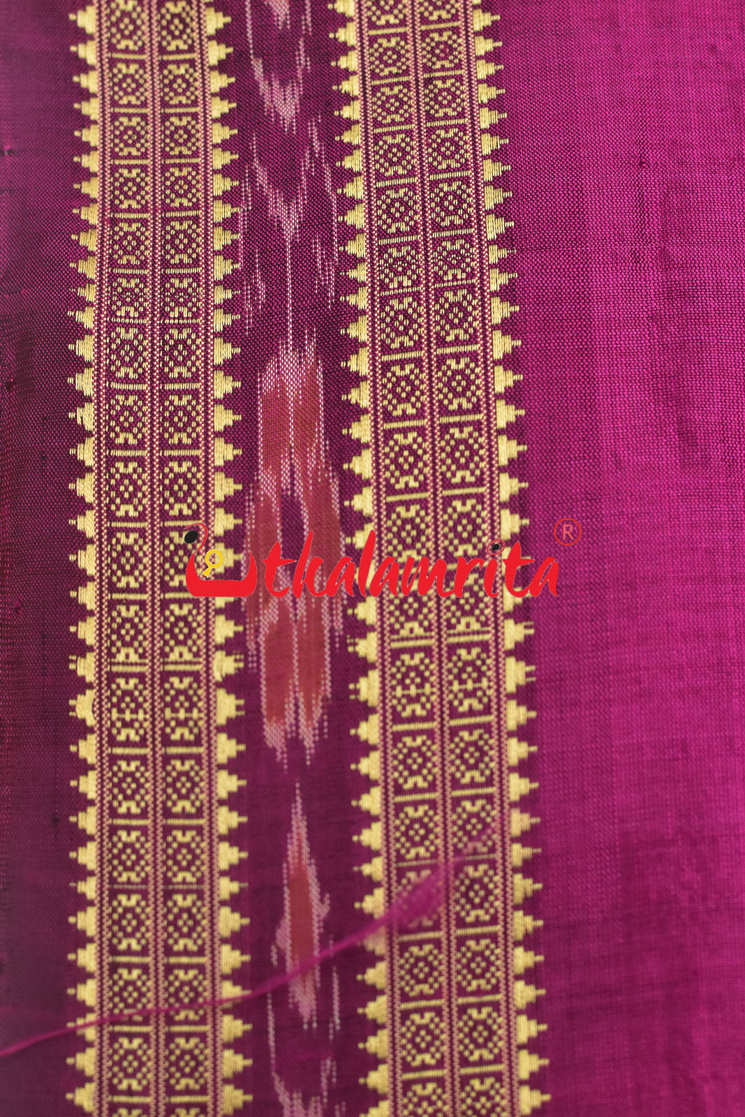 Magenta Flower Bandha Border Silk (Fabric)