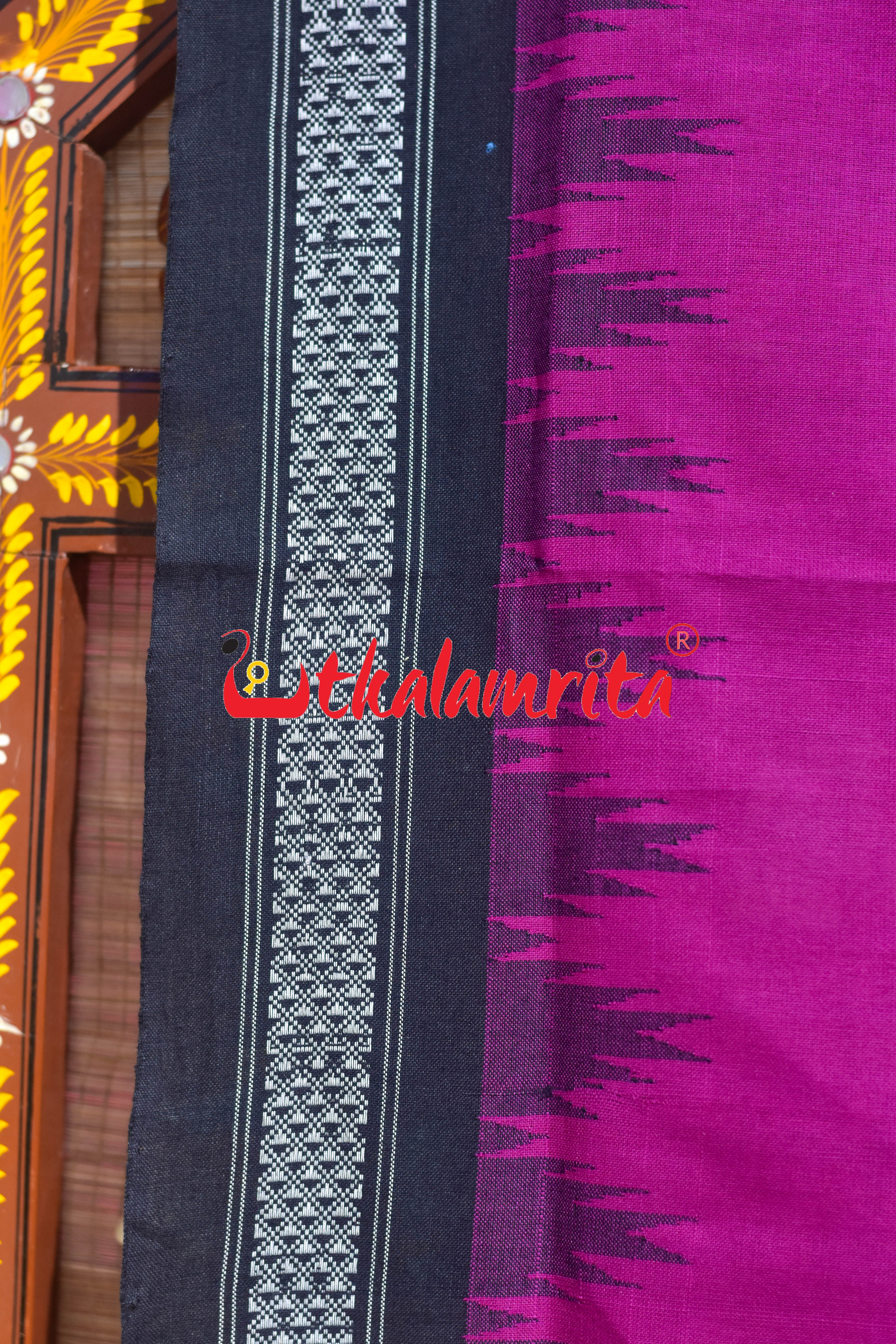 Magenta Black Border Phoda Kumbha (Dupatta)