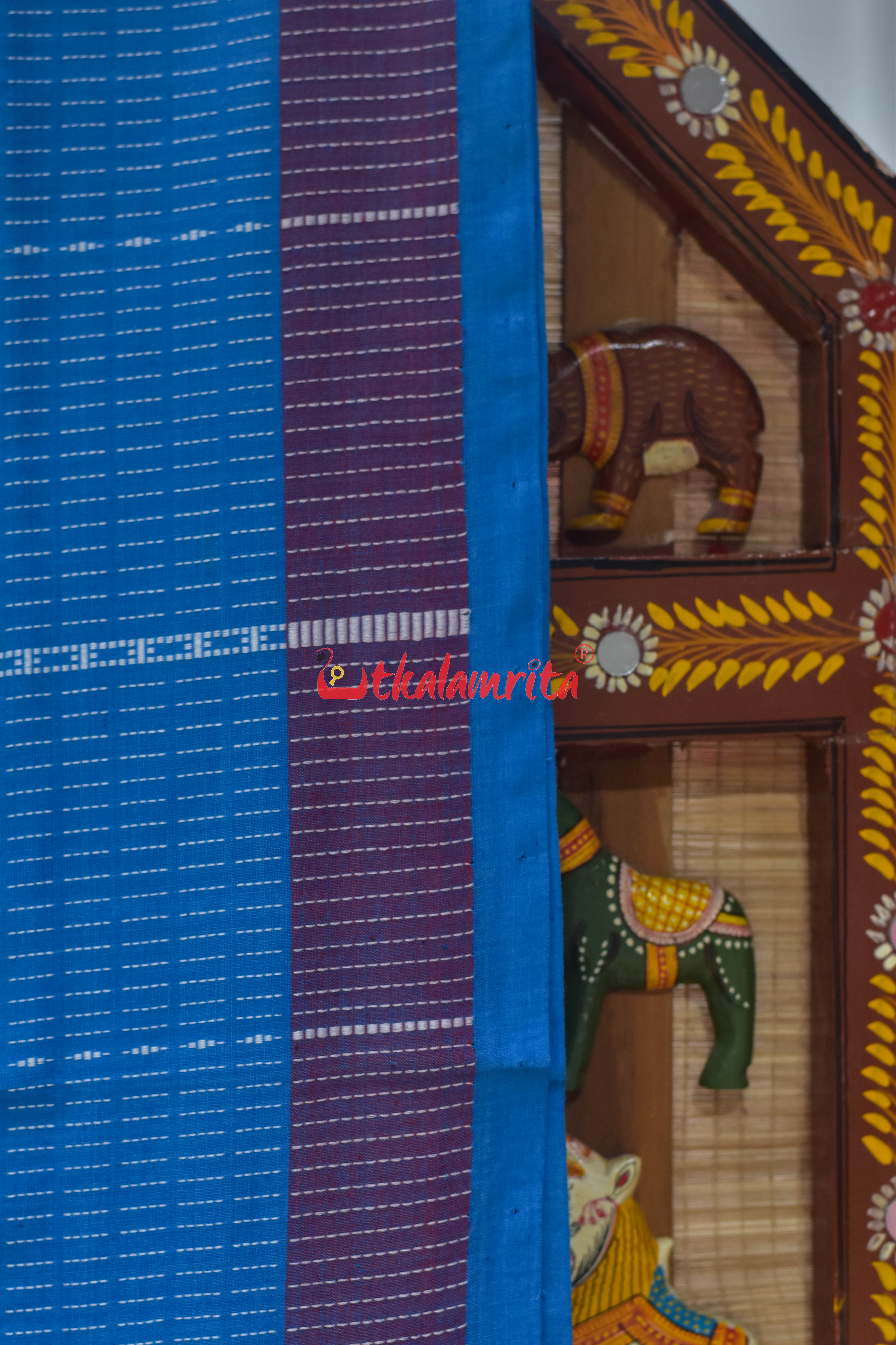 Surf Blue Dhalapathar Double Nabagunjara Cotton Saree