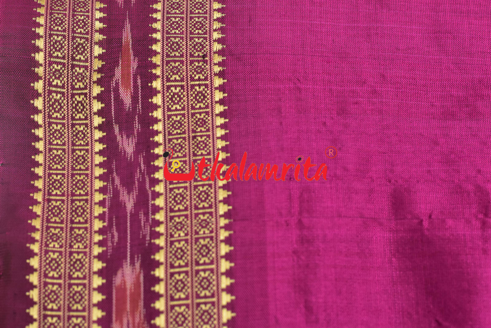 Magenta Flower Bandha Border Silk (Fabric)