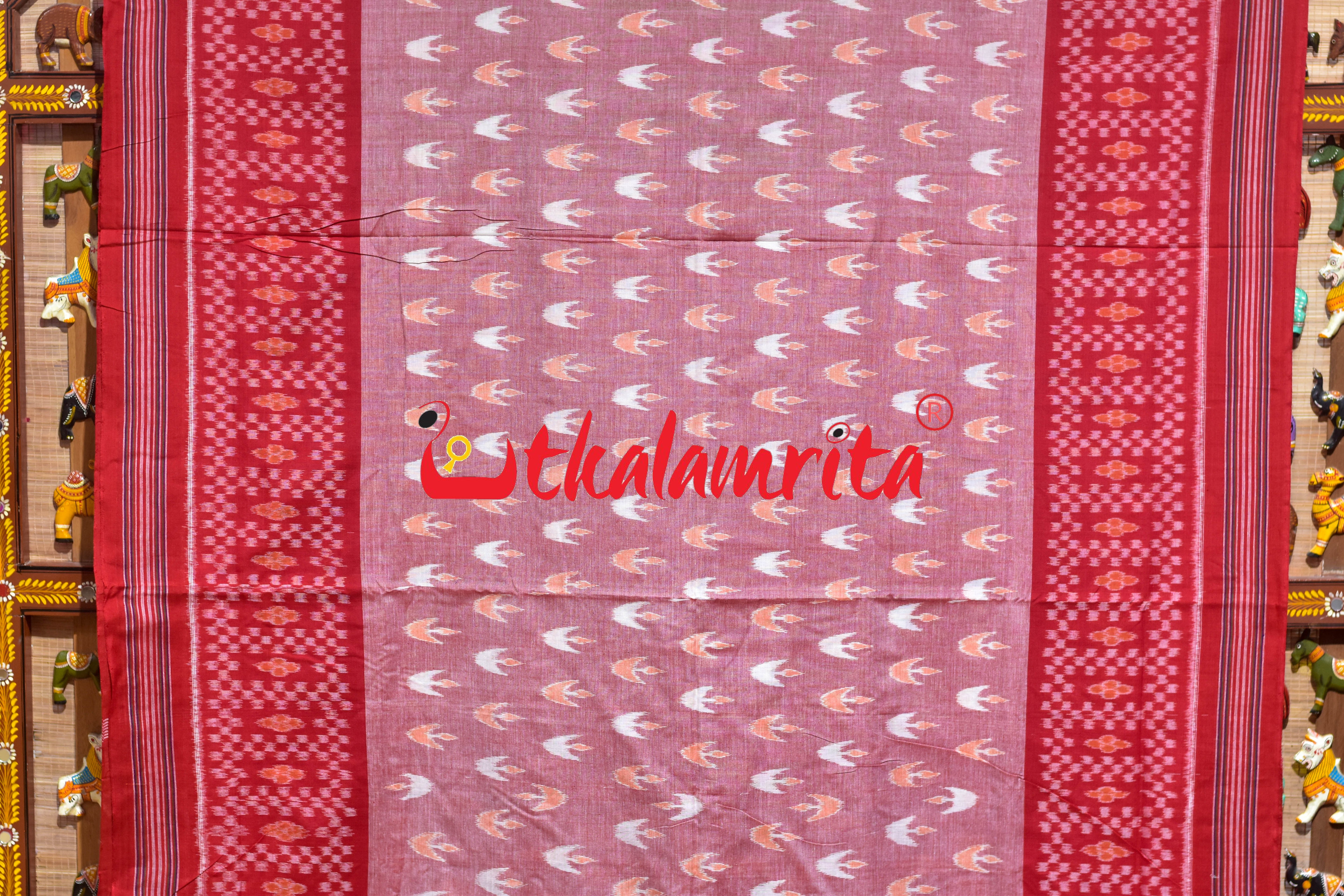 Pink Dipa Big Border Khandua Cotton Saree