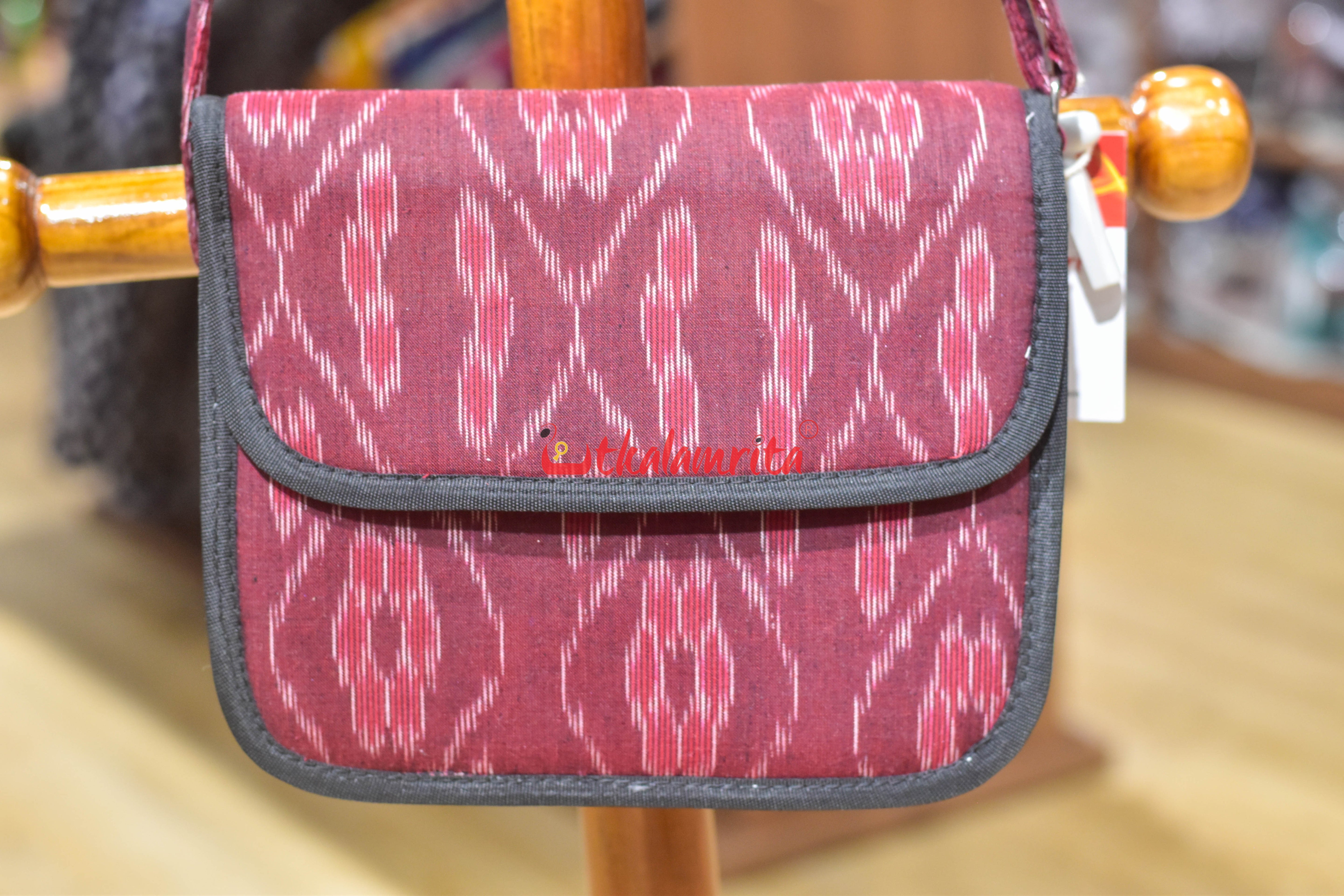 Maroon Flower Bandha Button Sling Bag