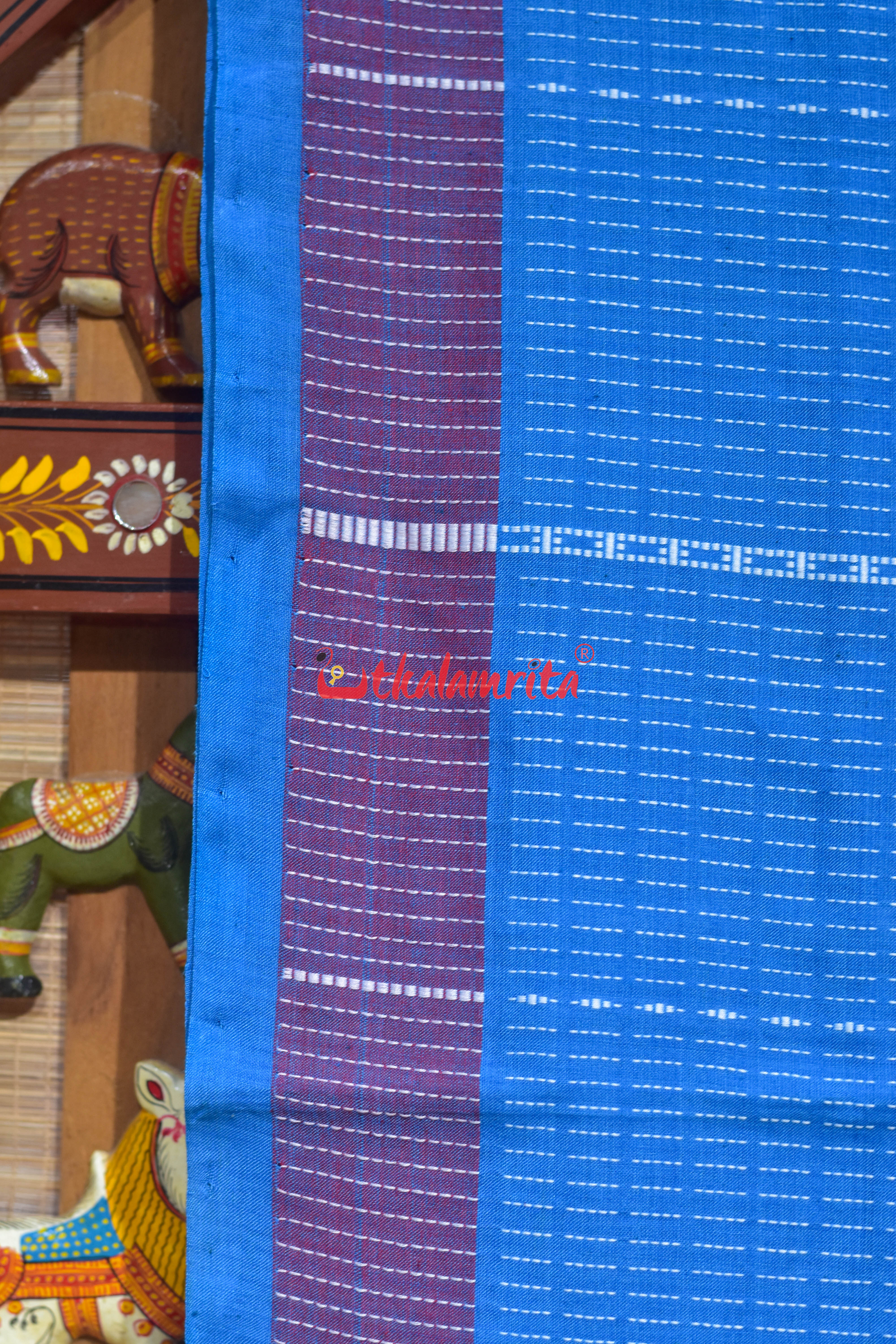 Surf Blue Dhalapathar Double Nabagunjara Cotton Saree