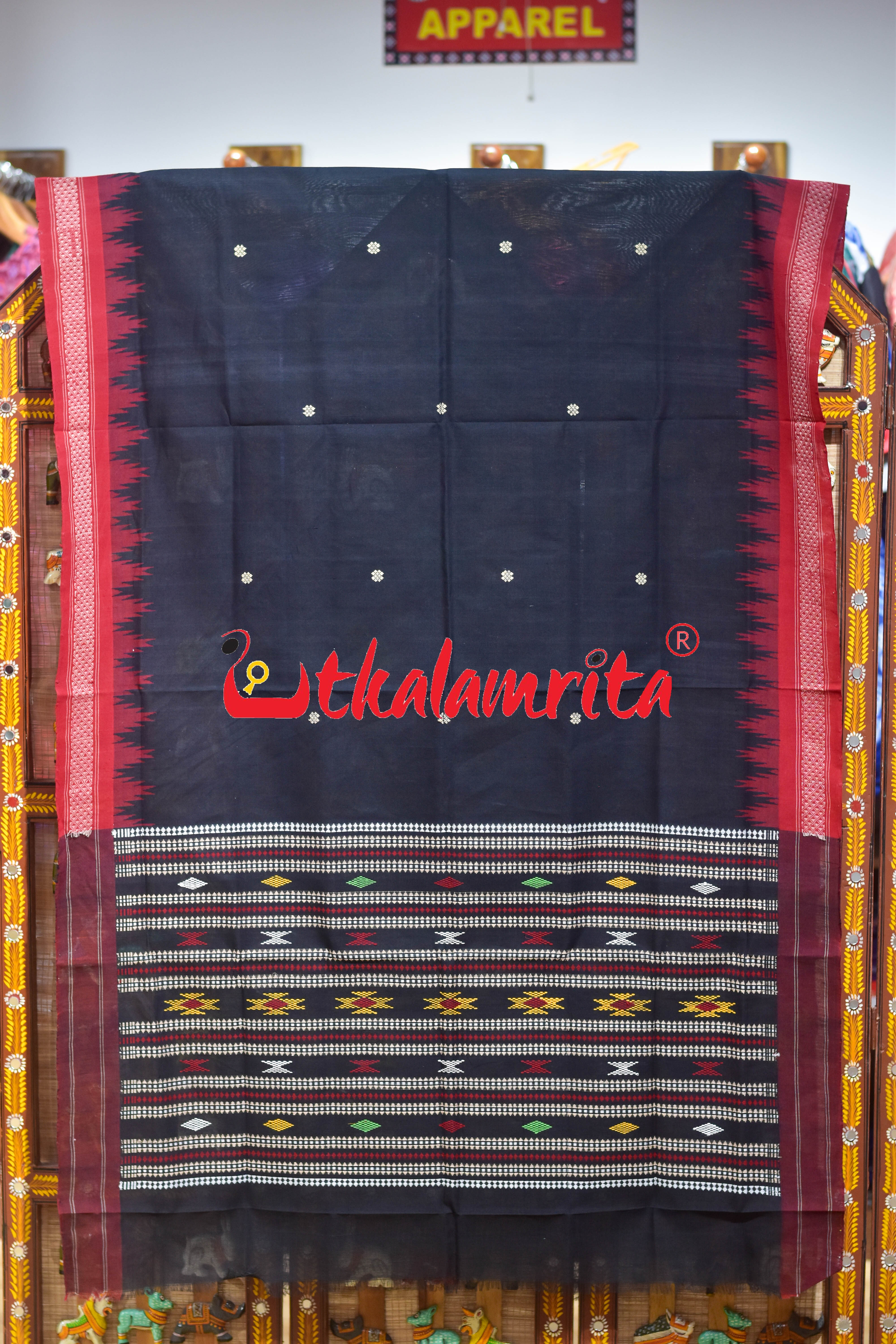 Black Red Border Phoda Kumbha (Dupatta)