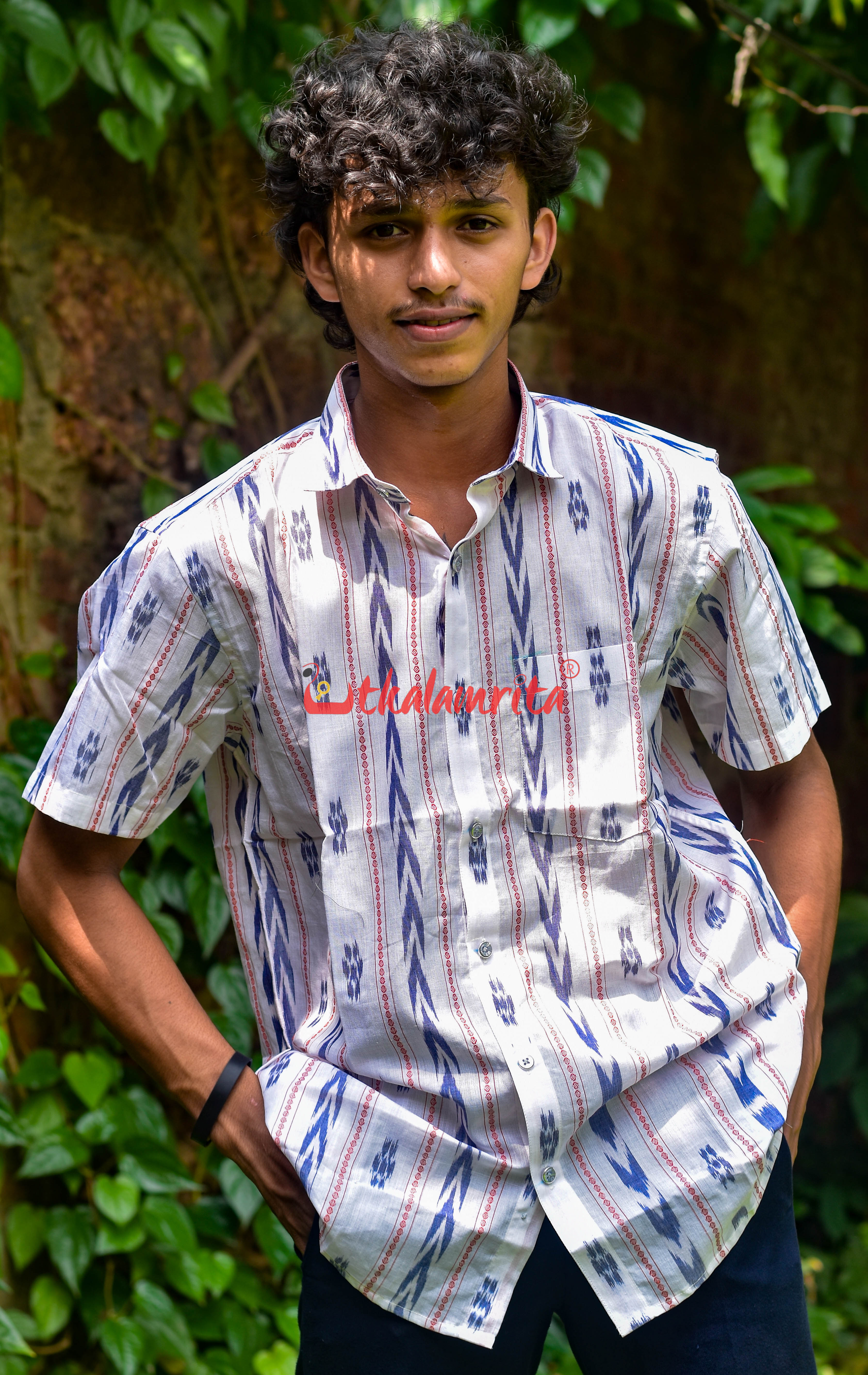 White Dhanpatri (Mens' Half Shirt)