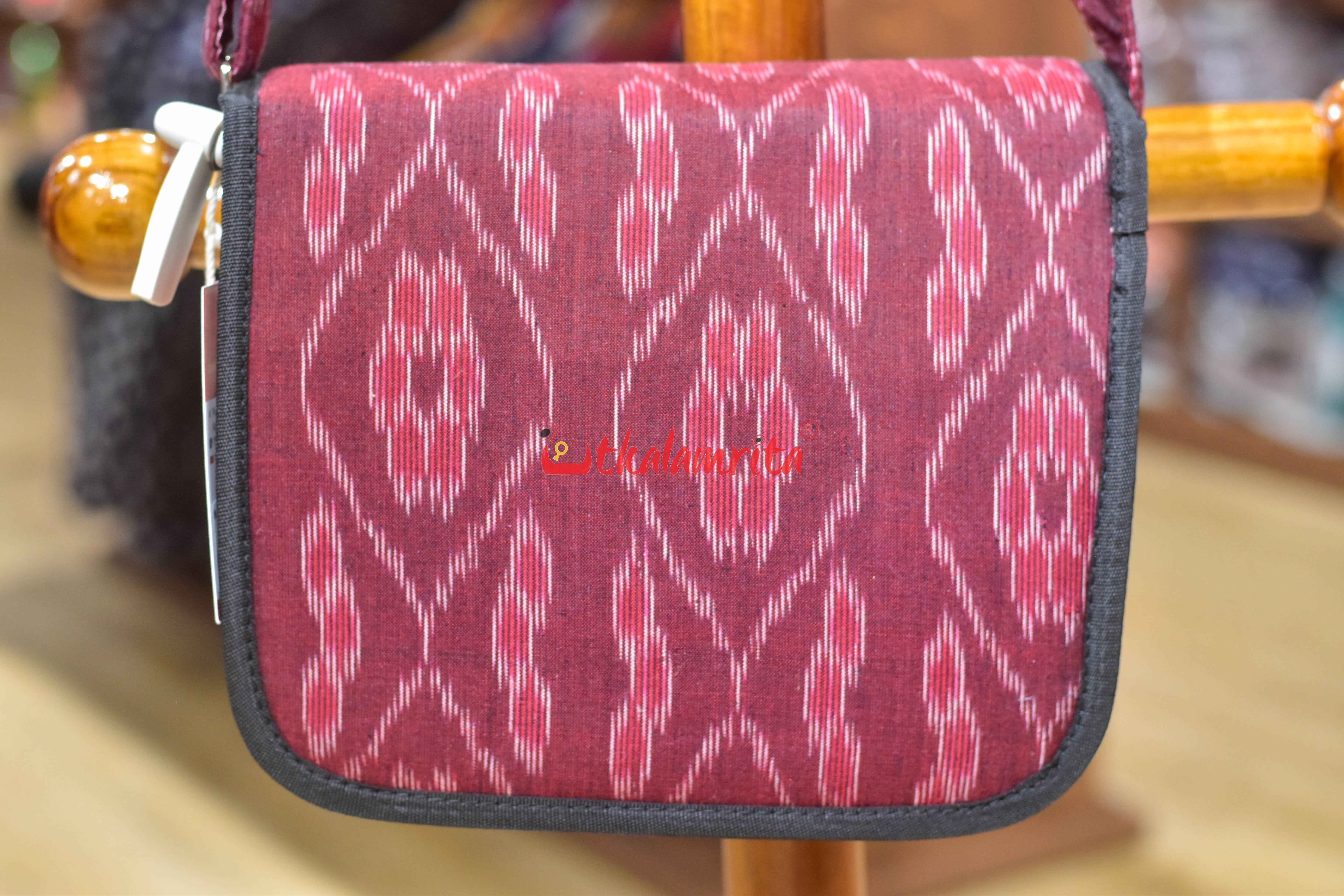 Maroon Flower Bandha Button Sling Bag