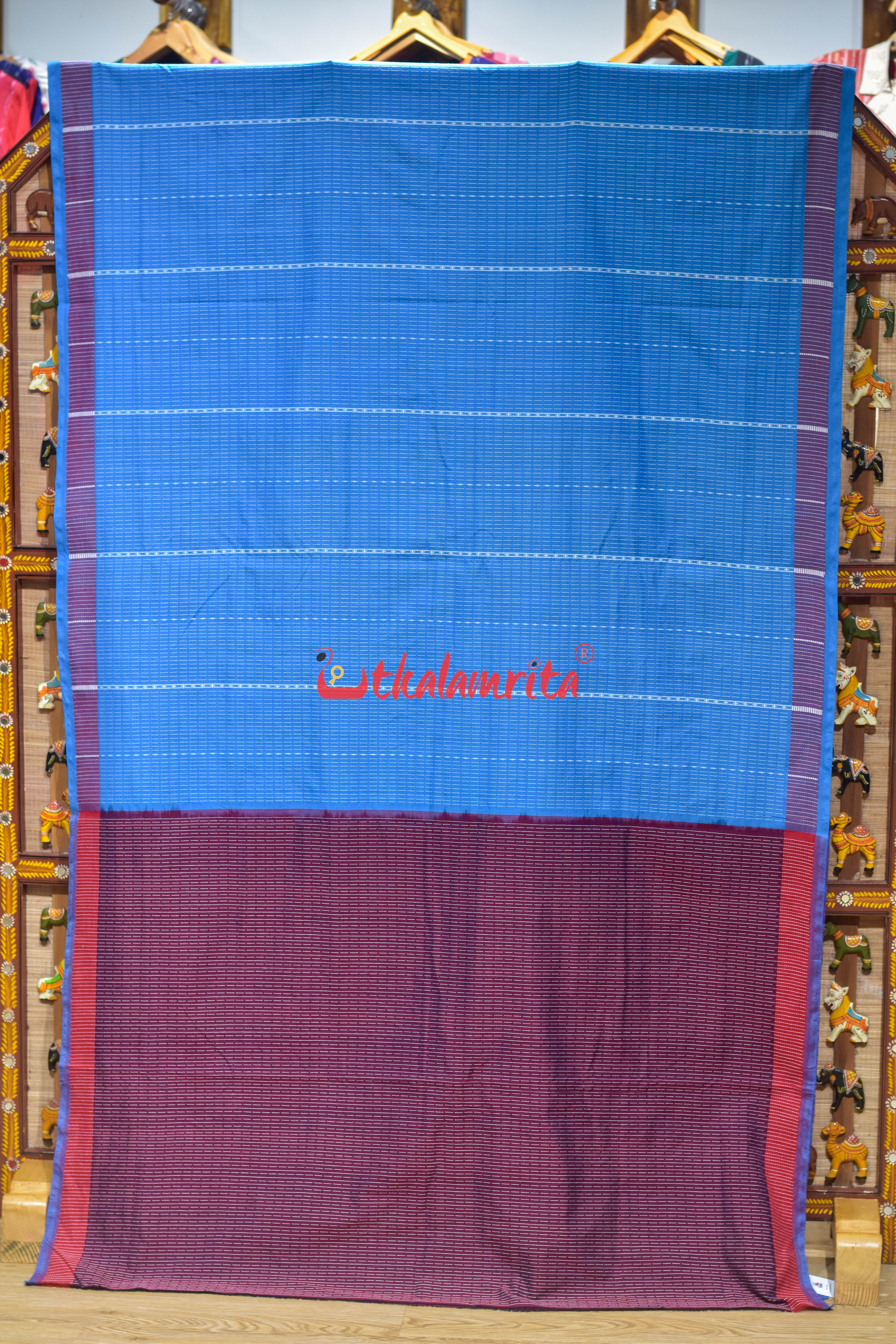 Surf Blue Dhalapathar Double Nabagunjara Cotton Saree