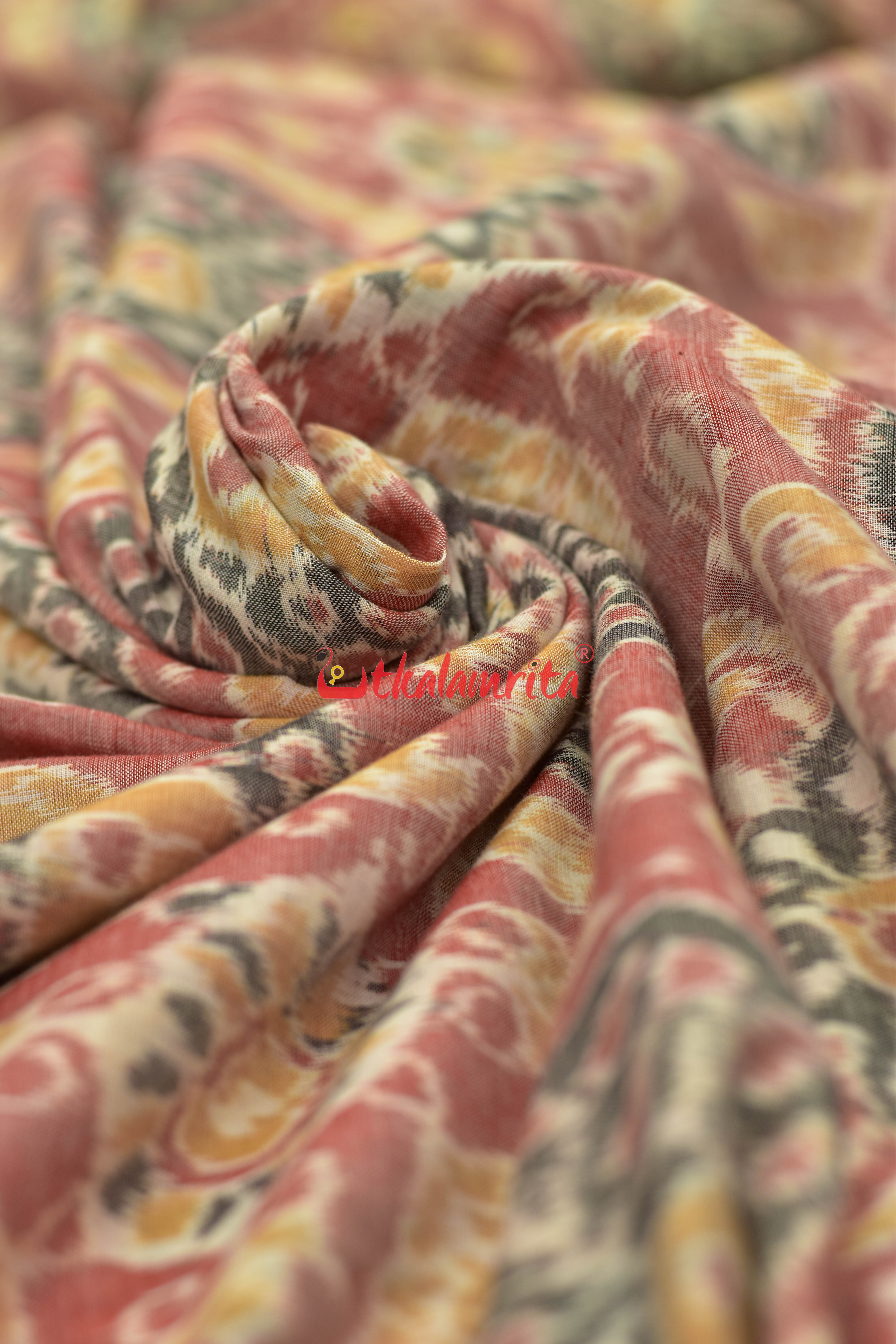 Pink Flower Jhoti Sambalpuri Cotton (Fabric)