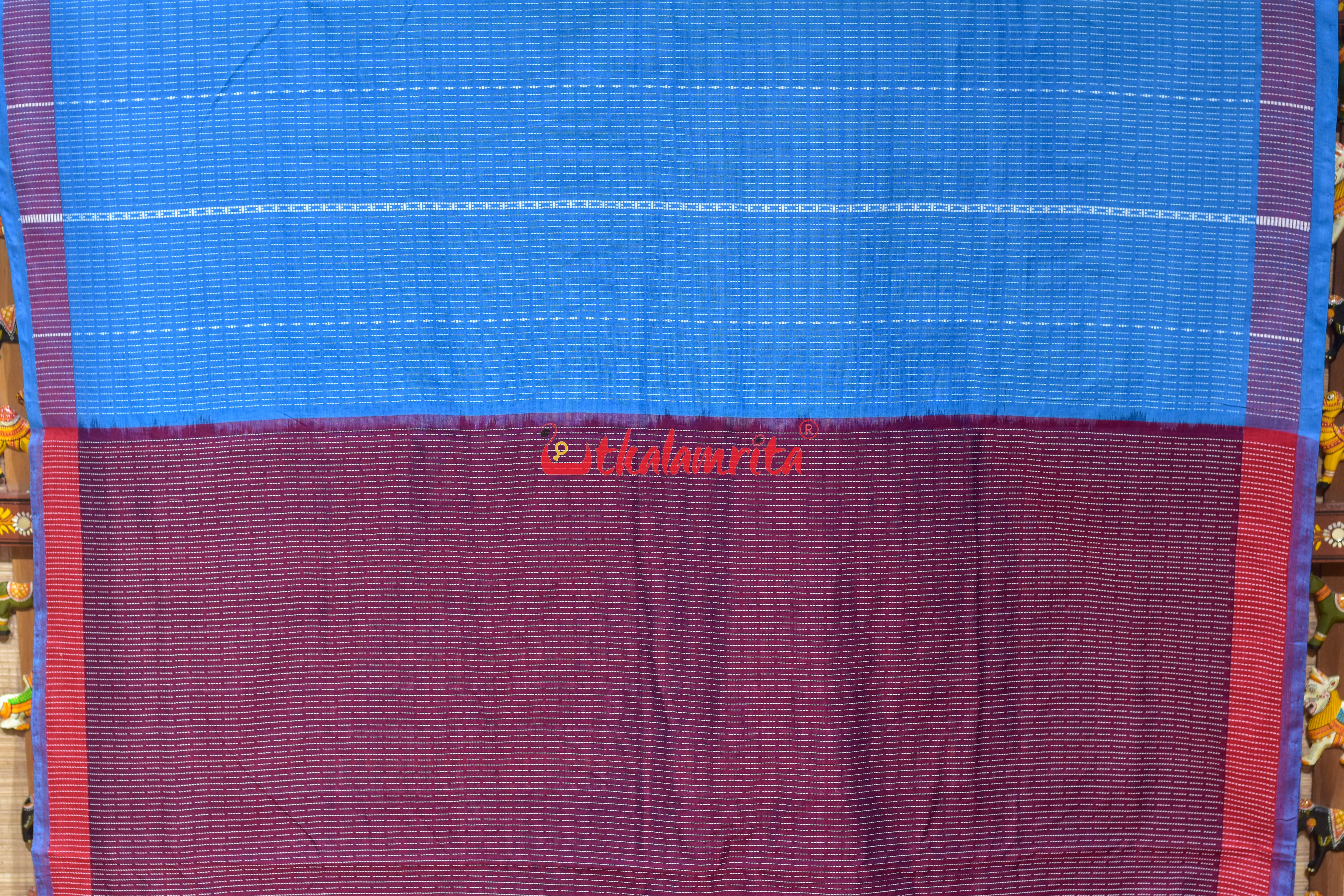 Surf Blue Dhalapathar Double Nabagunjara Cotton Saree